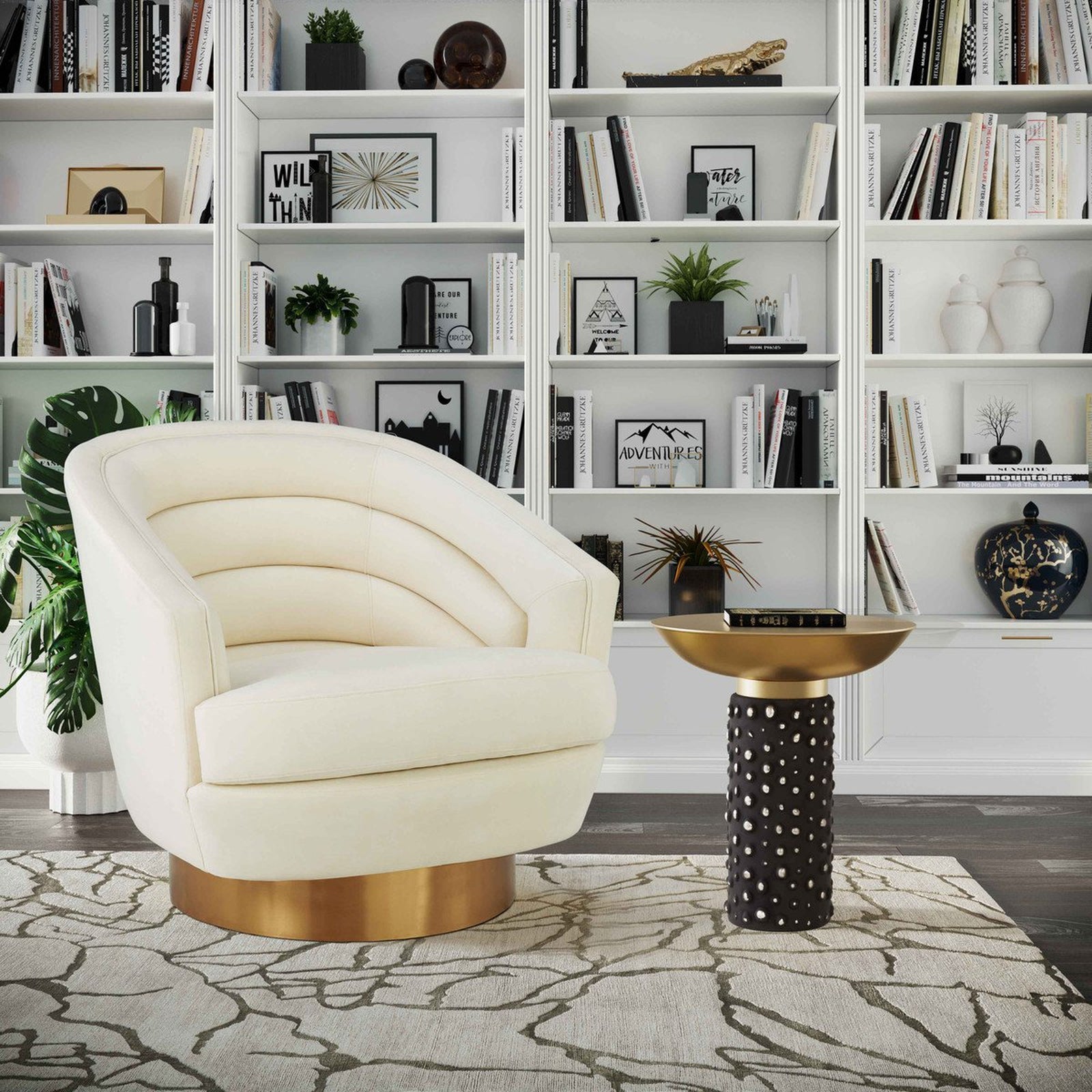 TOV Furniture Blaze Glass and Brass Side Table