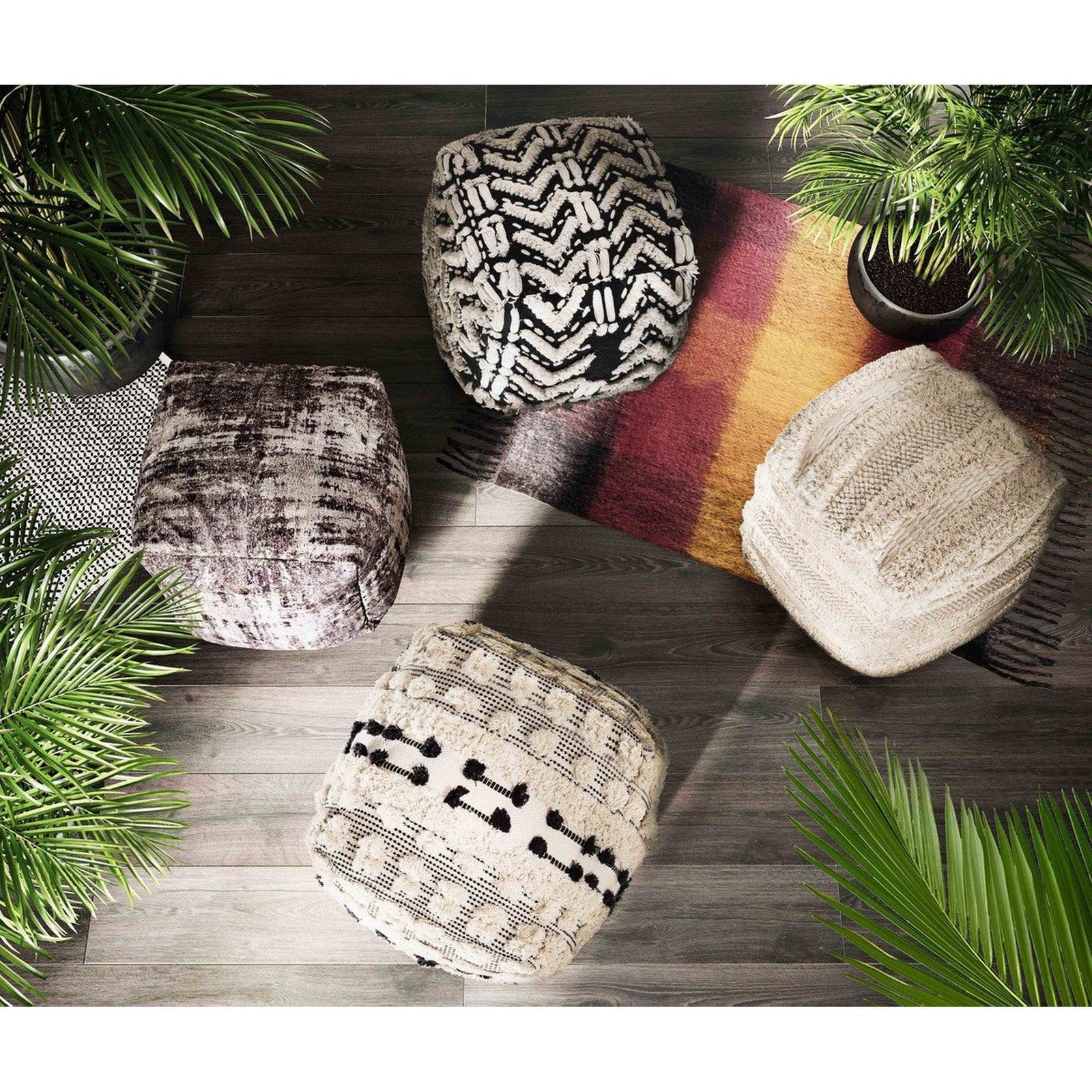 TOV Furniture Mariel Cotton Pouf