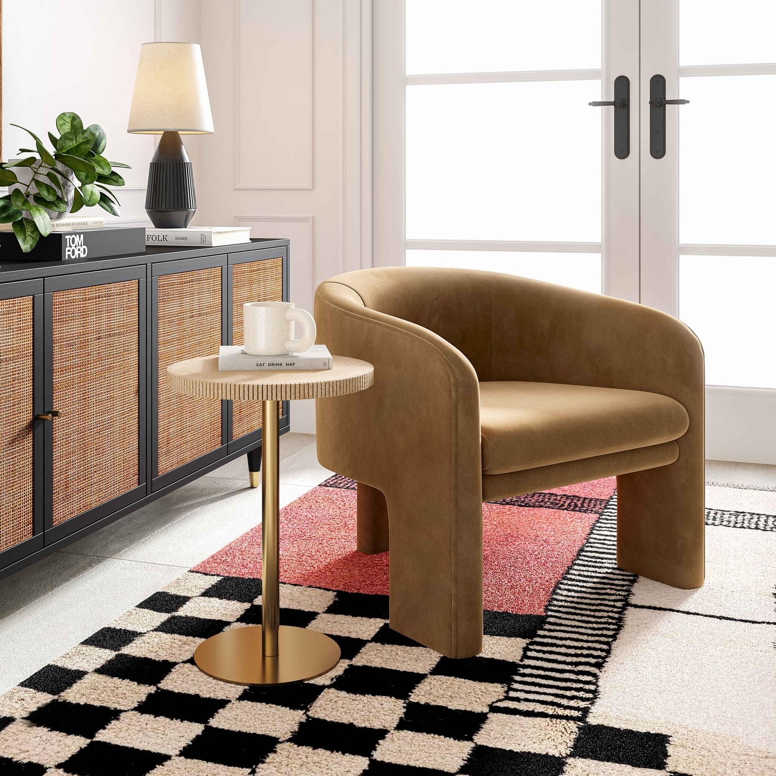 TOV Furniture Fiona Gold Stone Side Table