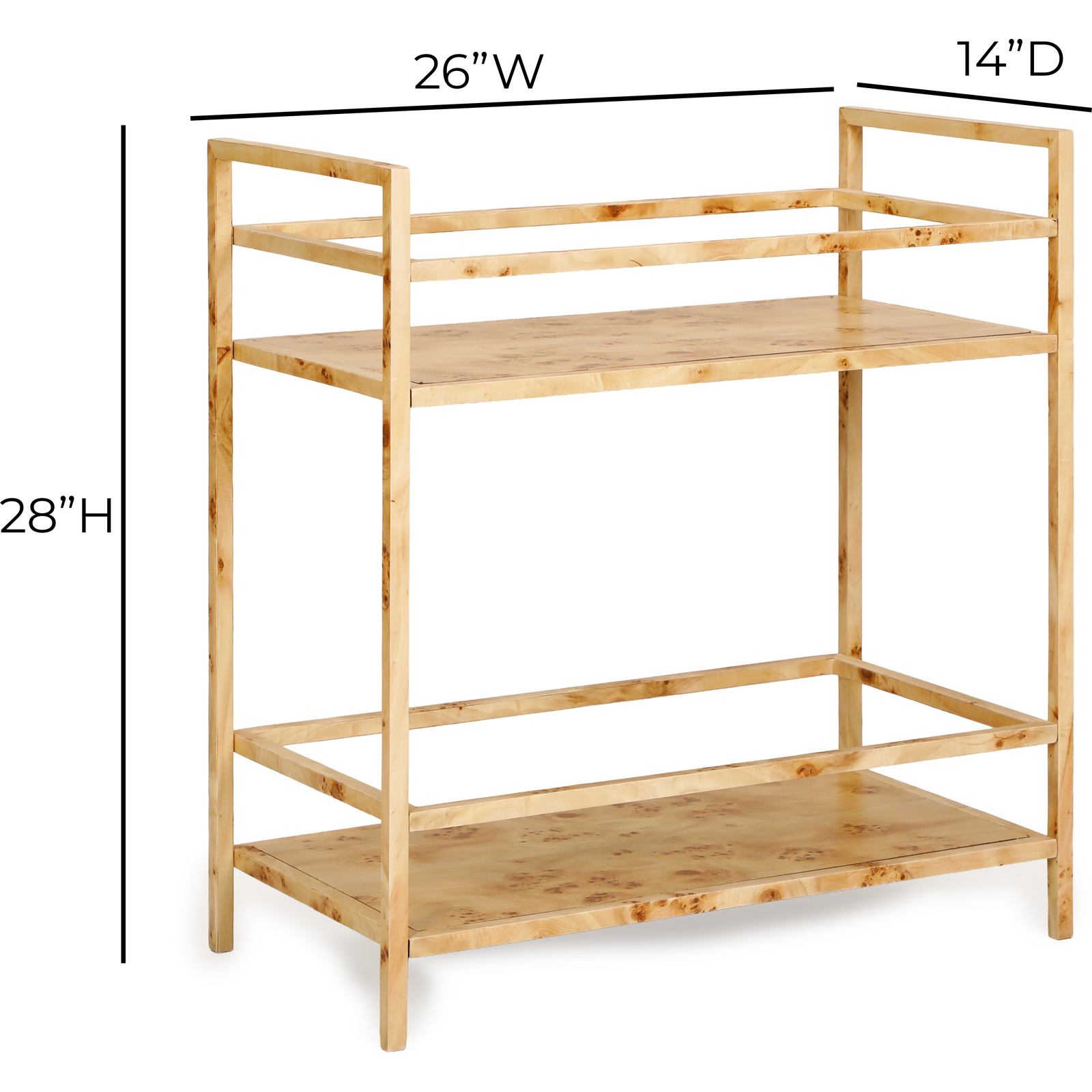 TOV Furniture Destin Natural Burl Contract-Grade Bar Cart