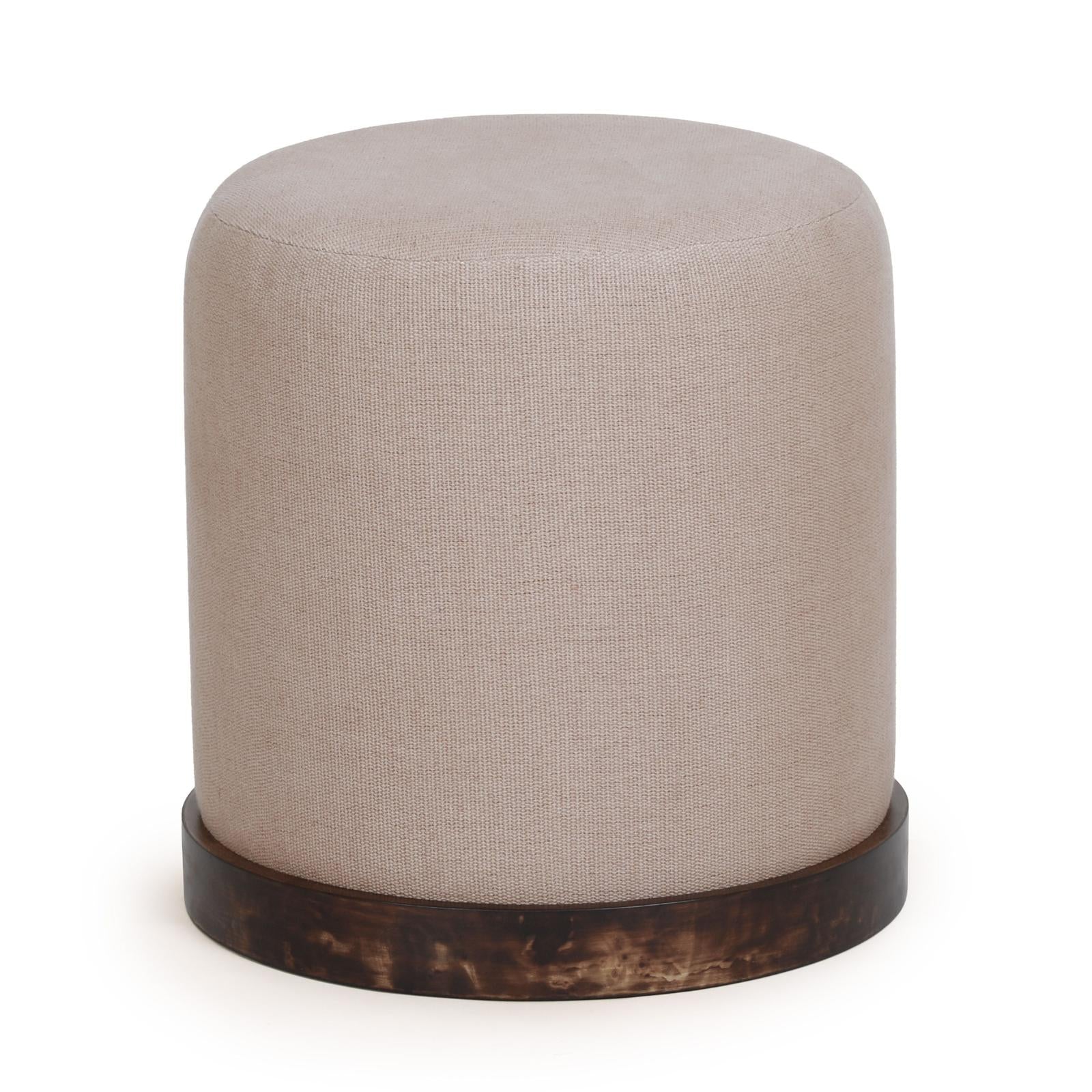 TOV Furniture Como Burl and Saddle Brown Cotton Jute Contract-Grade Accent Stool