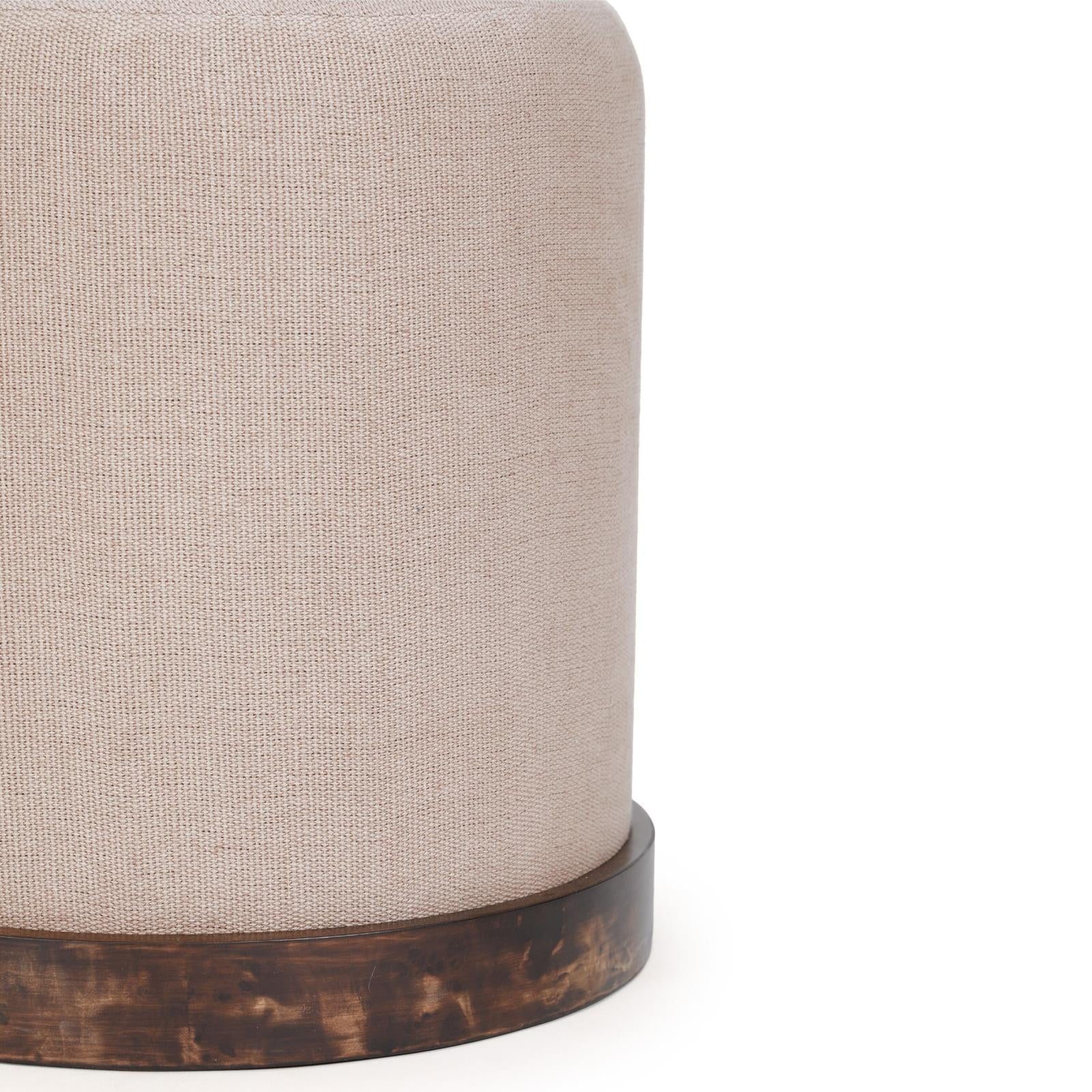 TOV Furniture Como Burl and Saddle Brown Cotton Jute Contract-Grade Accent Stool
