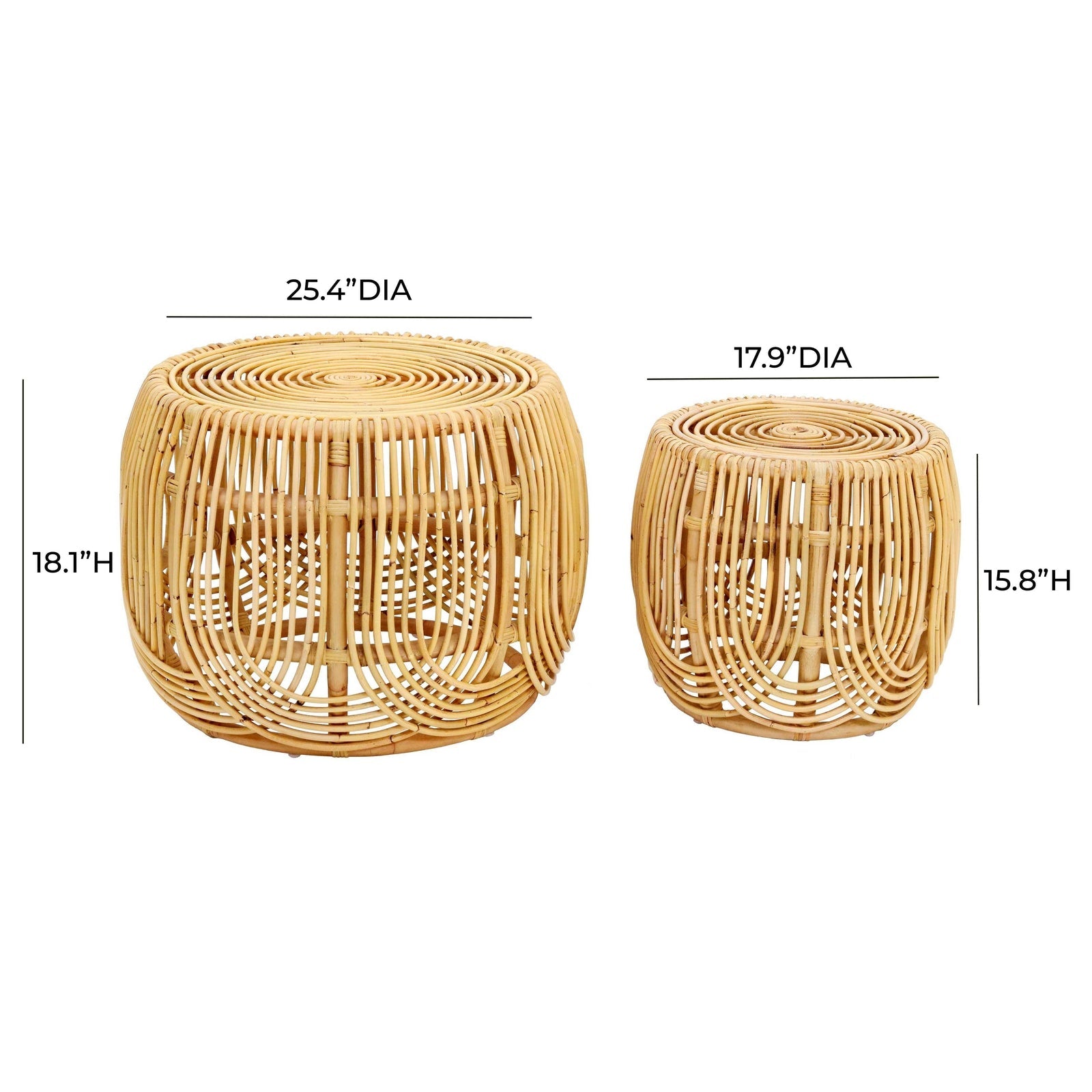 TOV Furniture Azrina Rattan Nesting Table