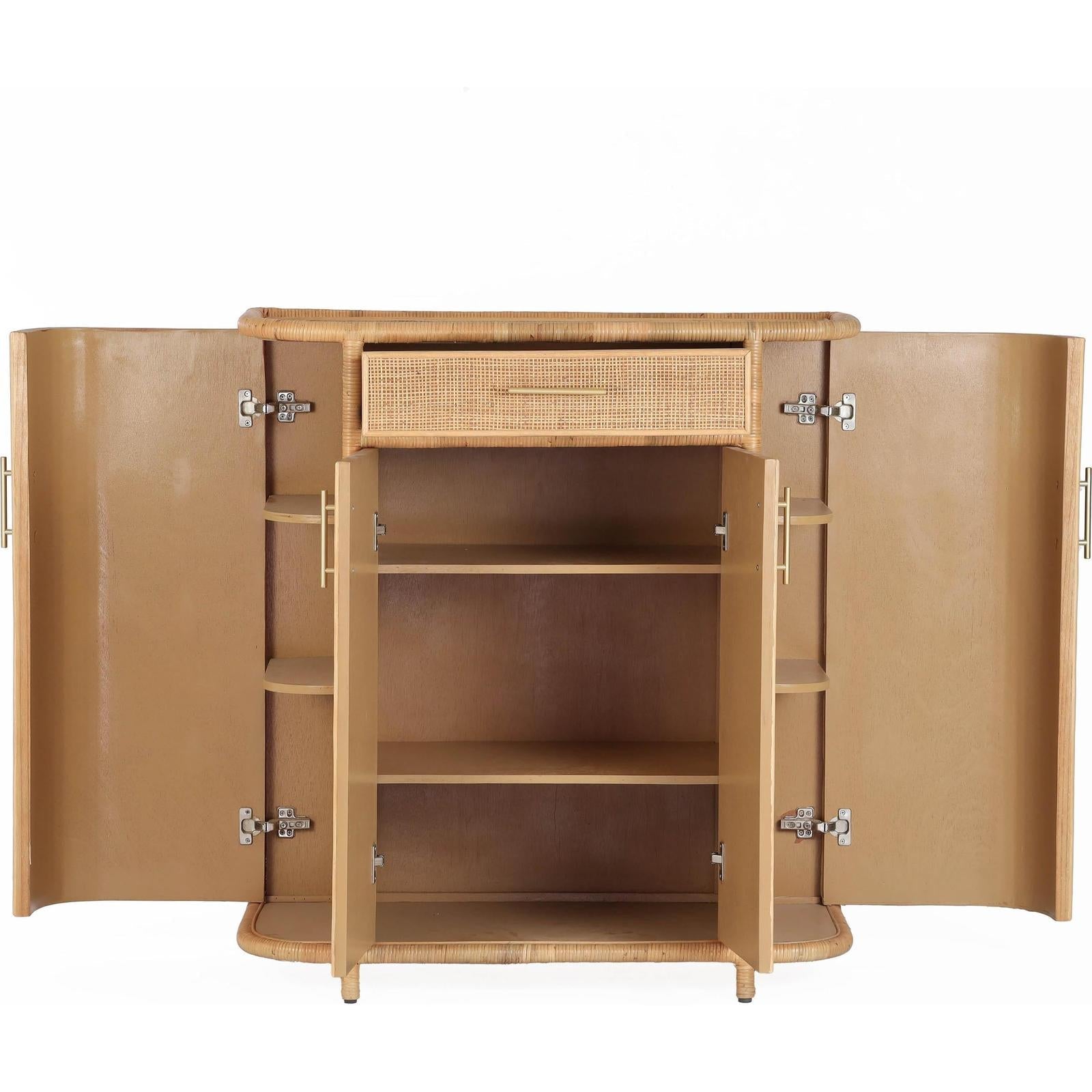 TOV Furniture Tarot Natural Rattan Bar Cabinet