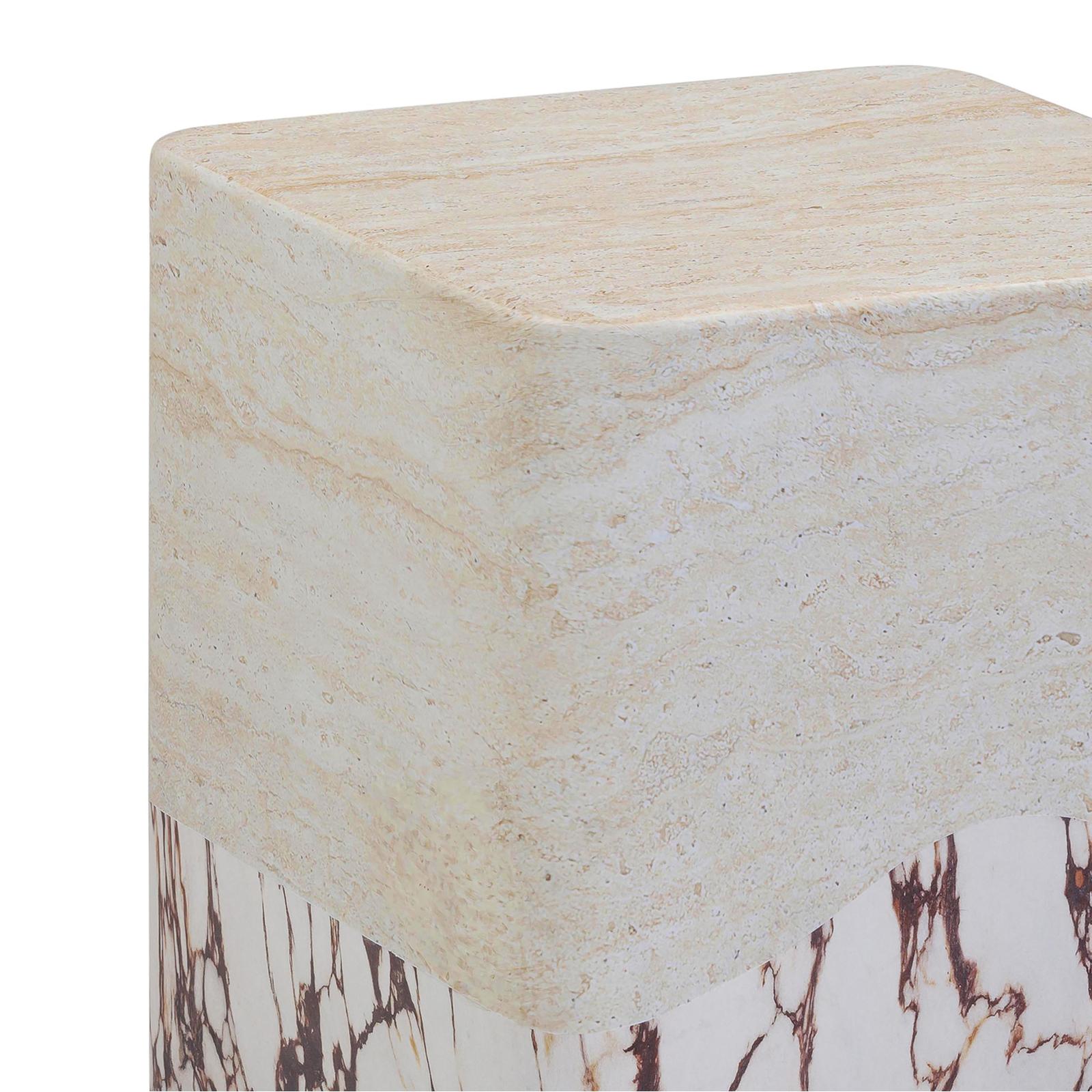 TOV Furniture Brut Faux Travertine & Breccia Concrete Indoor/Outdoor Side Table