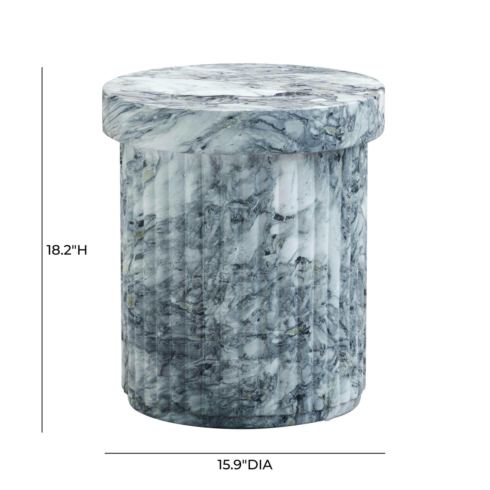 TOV Furniture Serafina Faux Marble Concrete Indoor / Outdoor Side Table