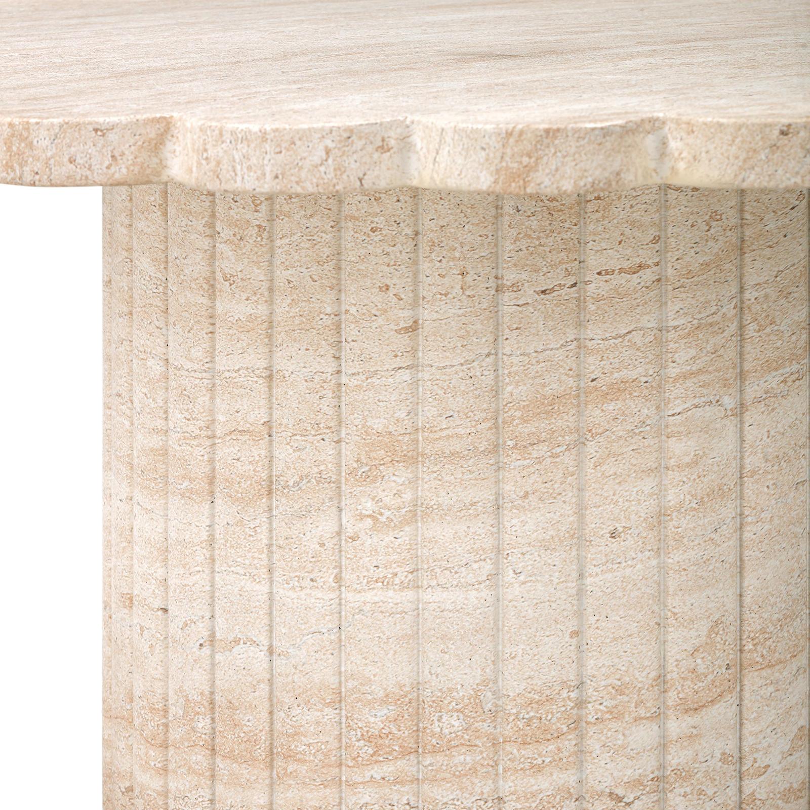 TOV Furniture Blossom Washed Faux Travertine Finish Indoor/Outdoor Round Coffee Table