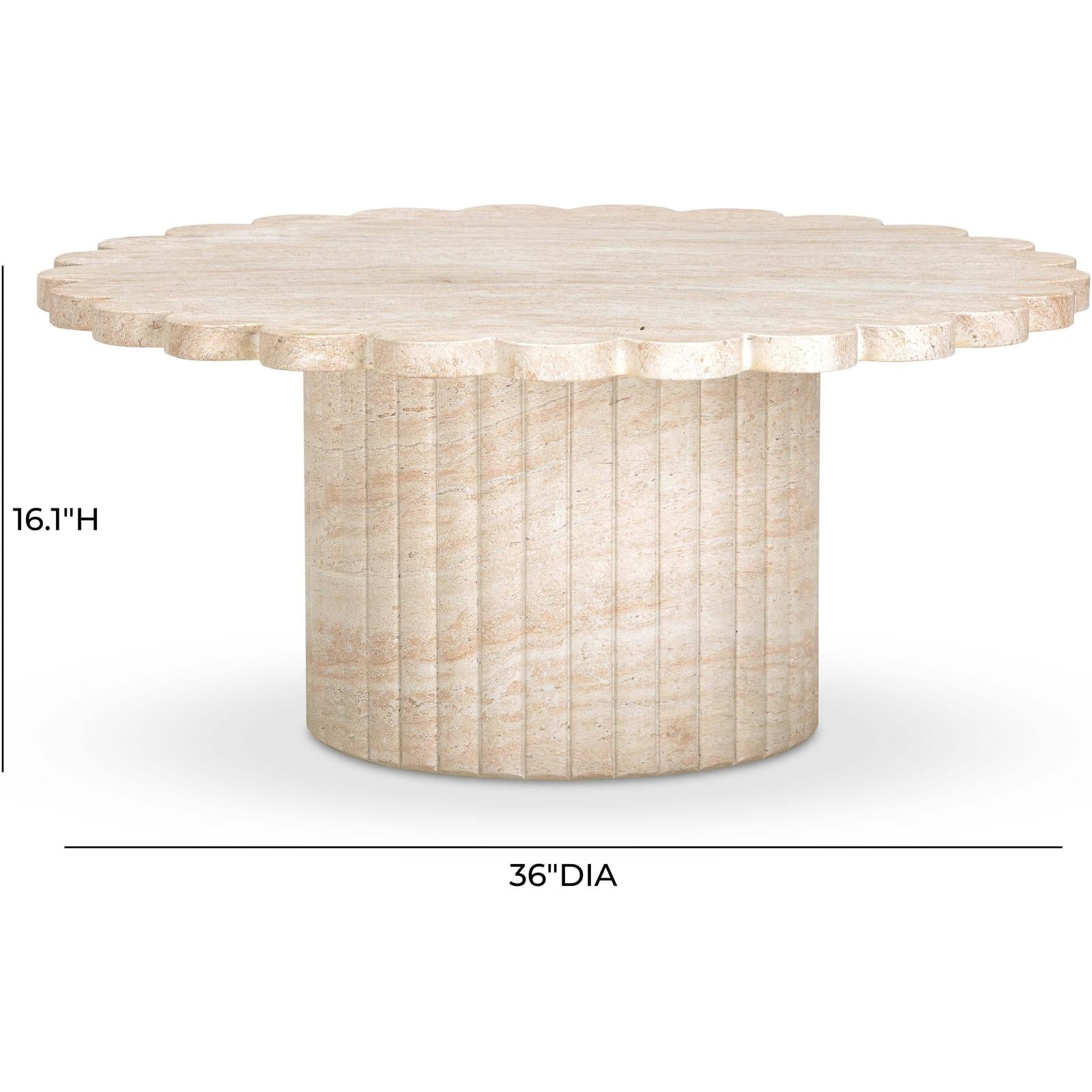 TOV Furniture Blossom Washed Faux Travertine Finish Indoor/Outdoor Round Coffee Table