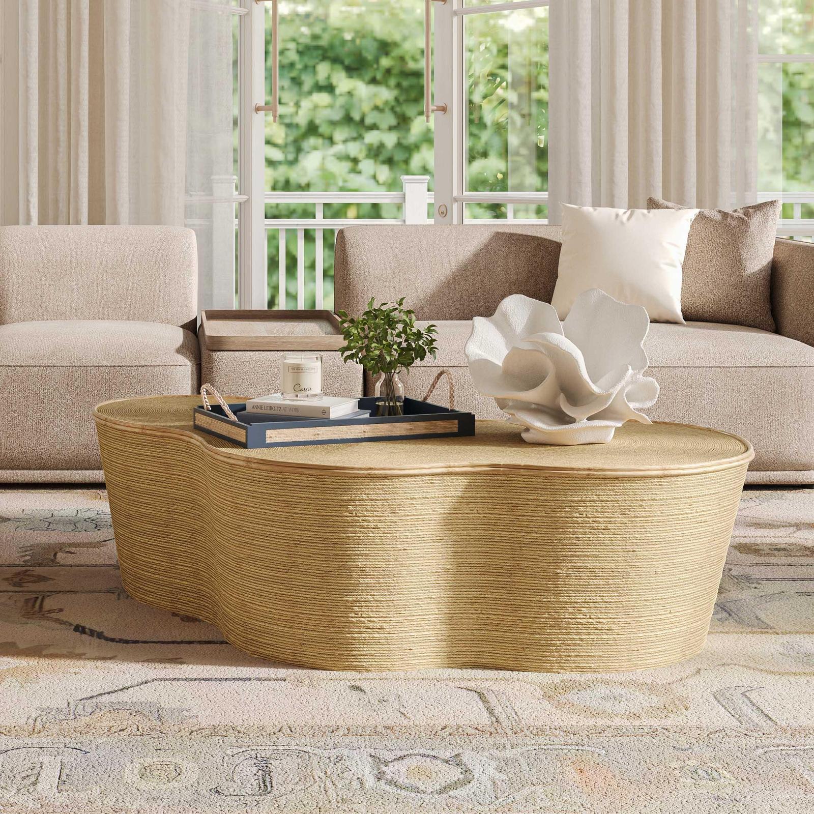 TOV Furniture Slab Natural Seagrass Coffee Table
