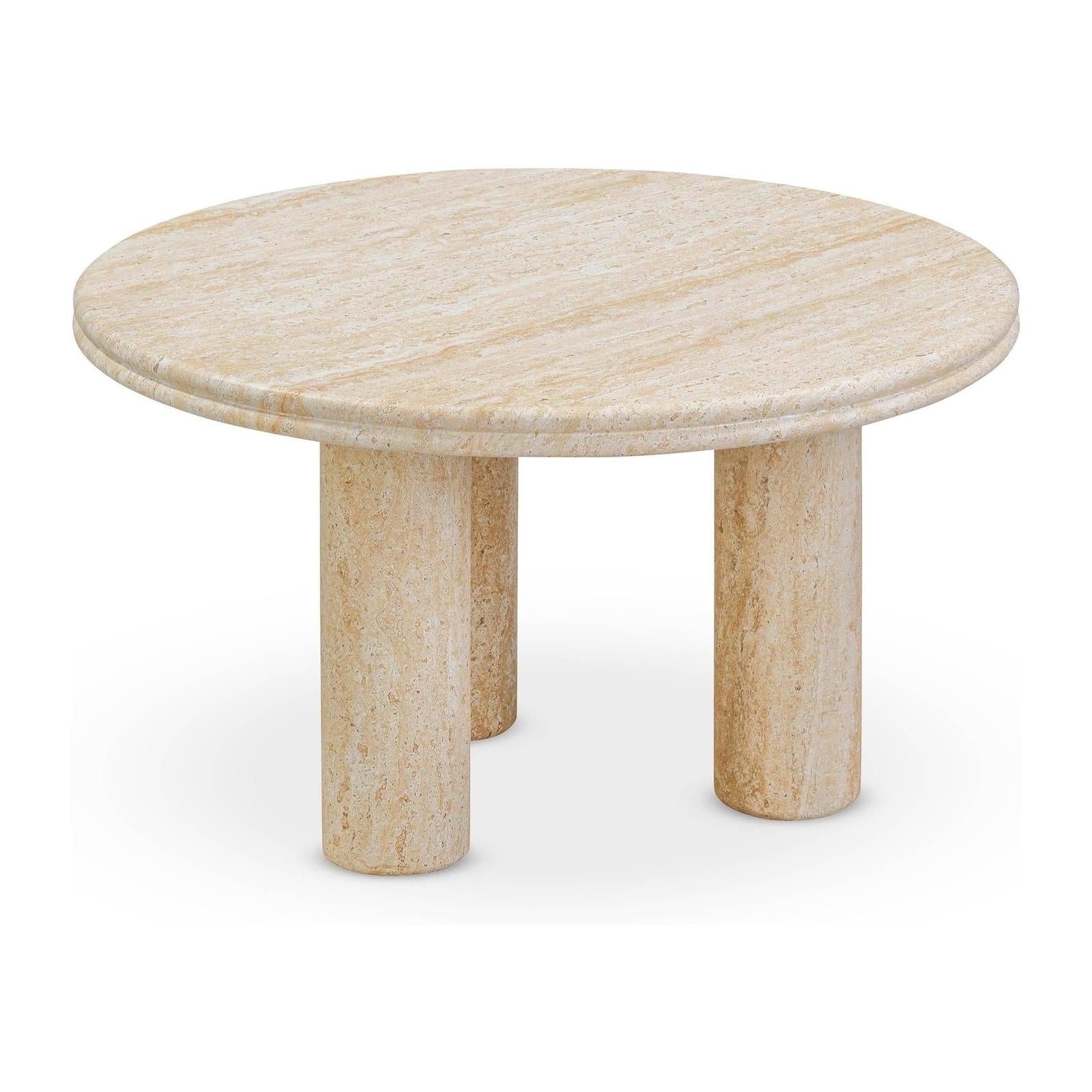 TOV Furniture Amora Faux Travertine Indoor/Outdoor Round Accent Table