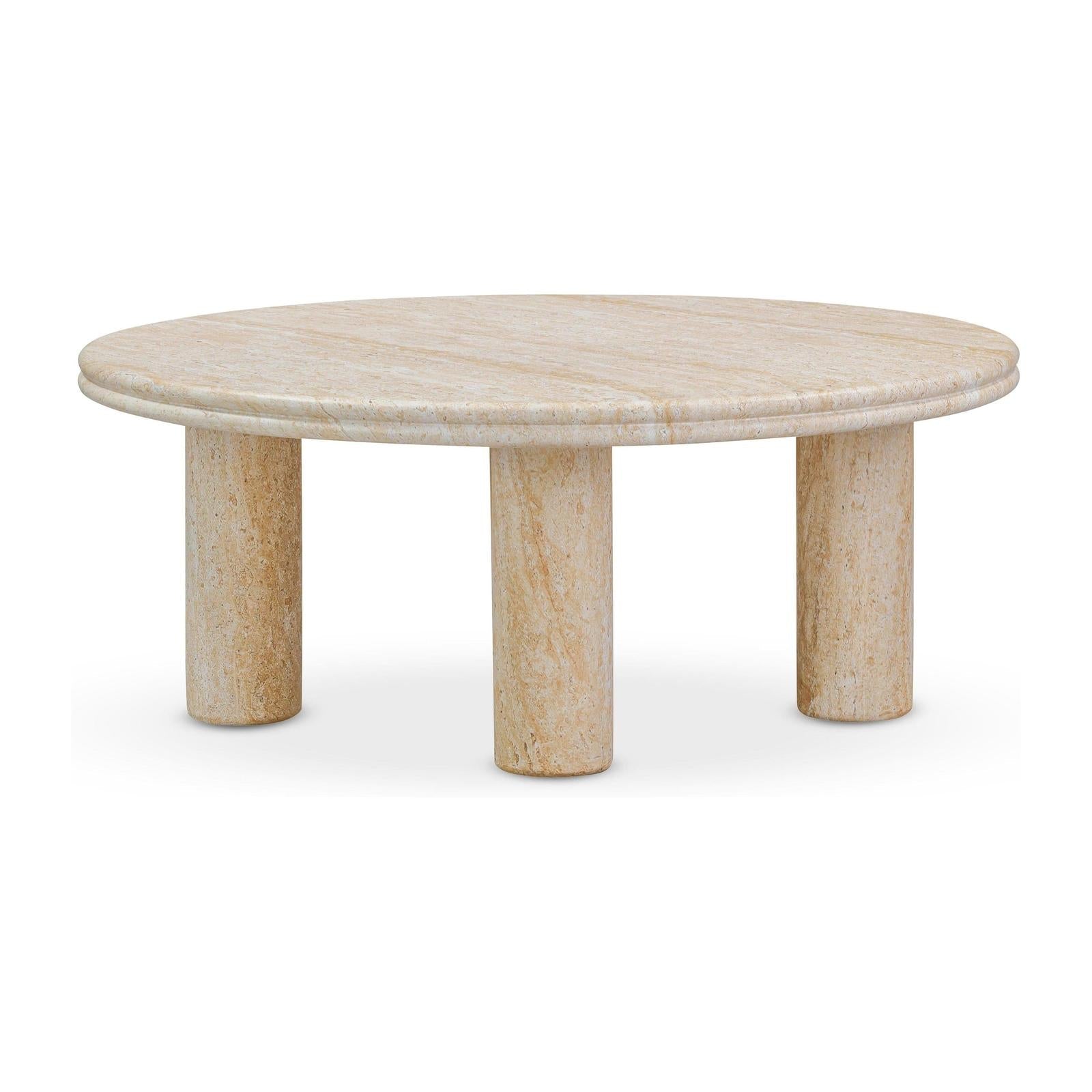TOV Furniture Amora 2-Piece Faux Travertine Indoor/Outdoor Nesting Accent Table Set