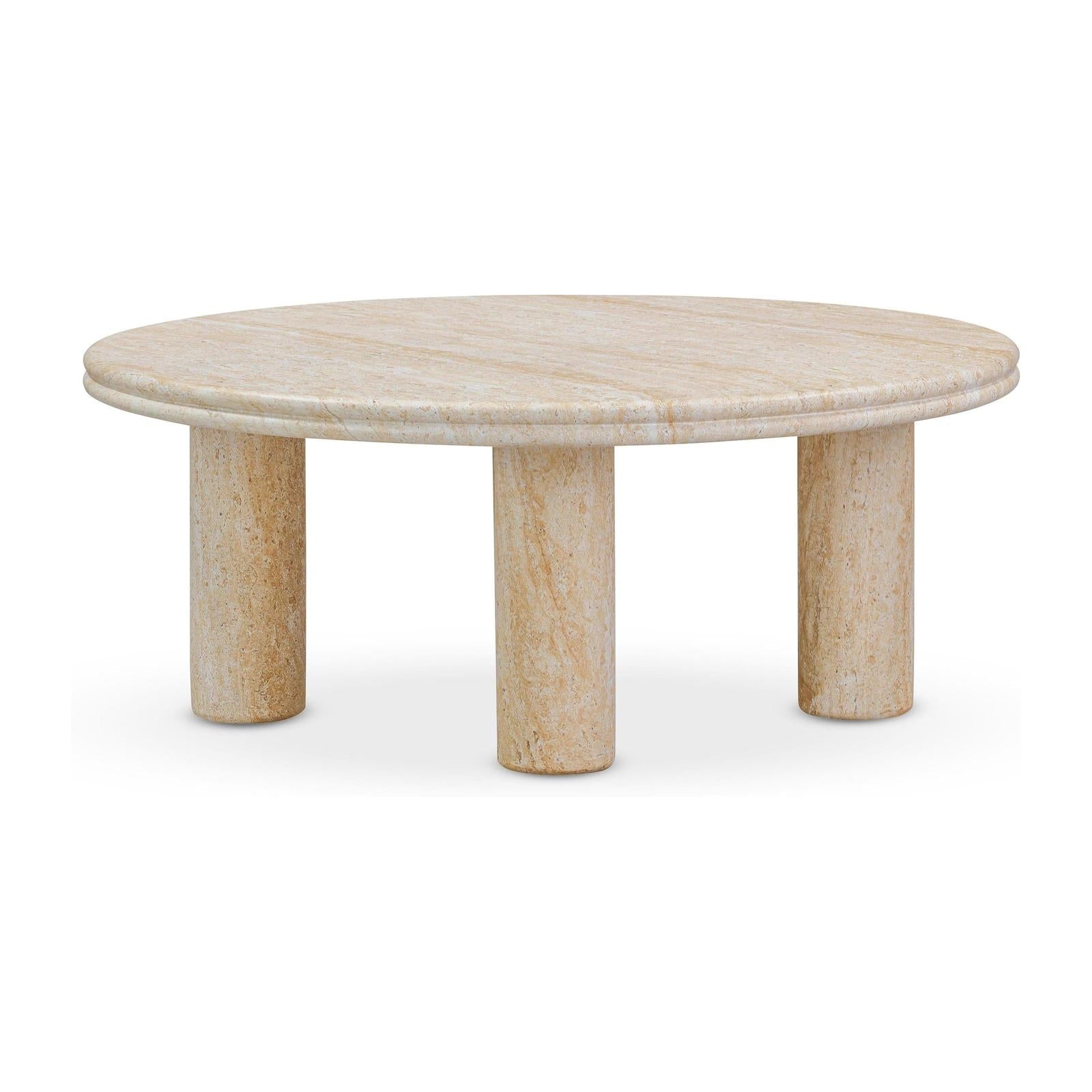 TOV Furniture Amora Faux Travertine Indoor/Outdoor Round Accent Table