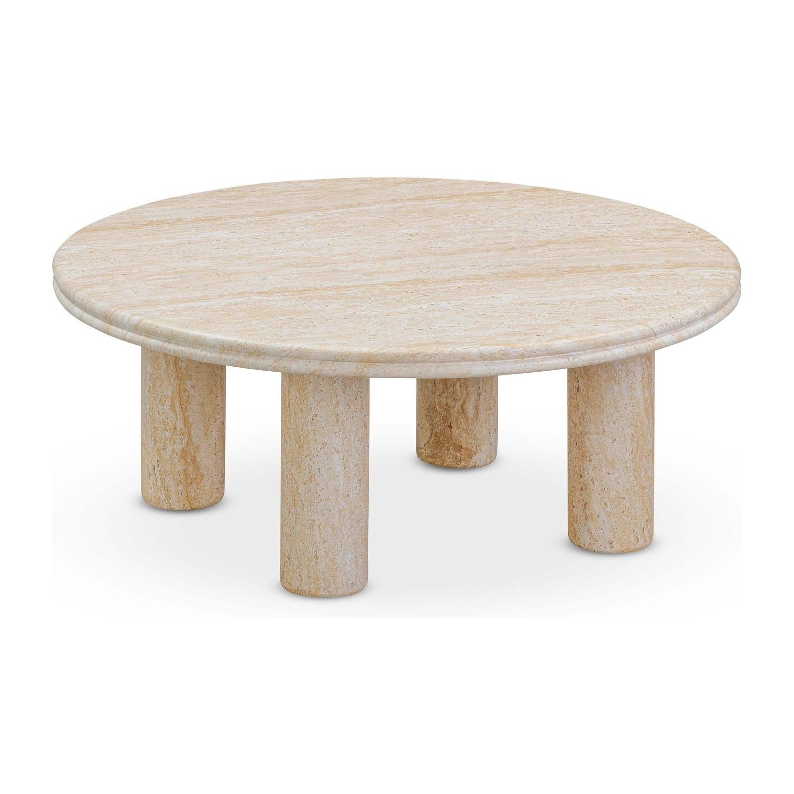 TOV Furniture Amora Faux Travertine Indoor/Outdoor Round Accent Table