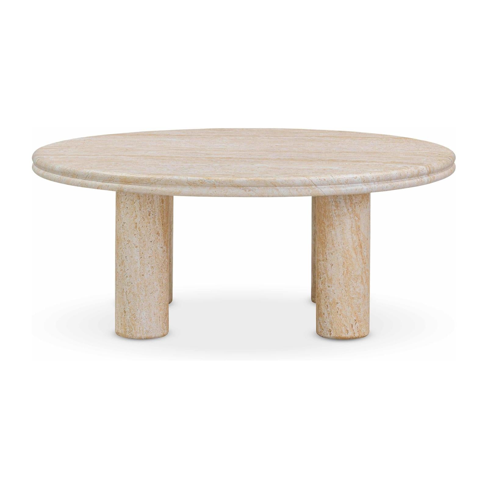 TOV Furniture Amora Faux Travertine Indoor/Outdoor Round Accent Table