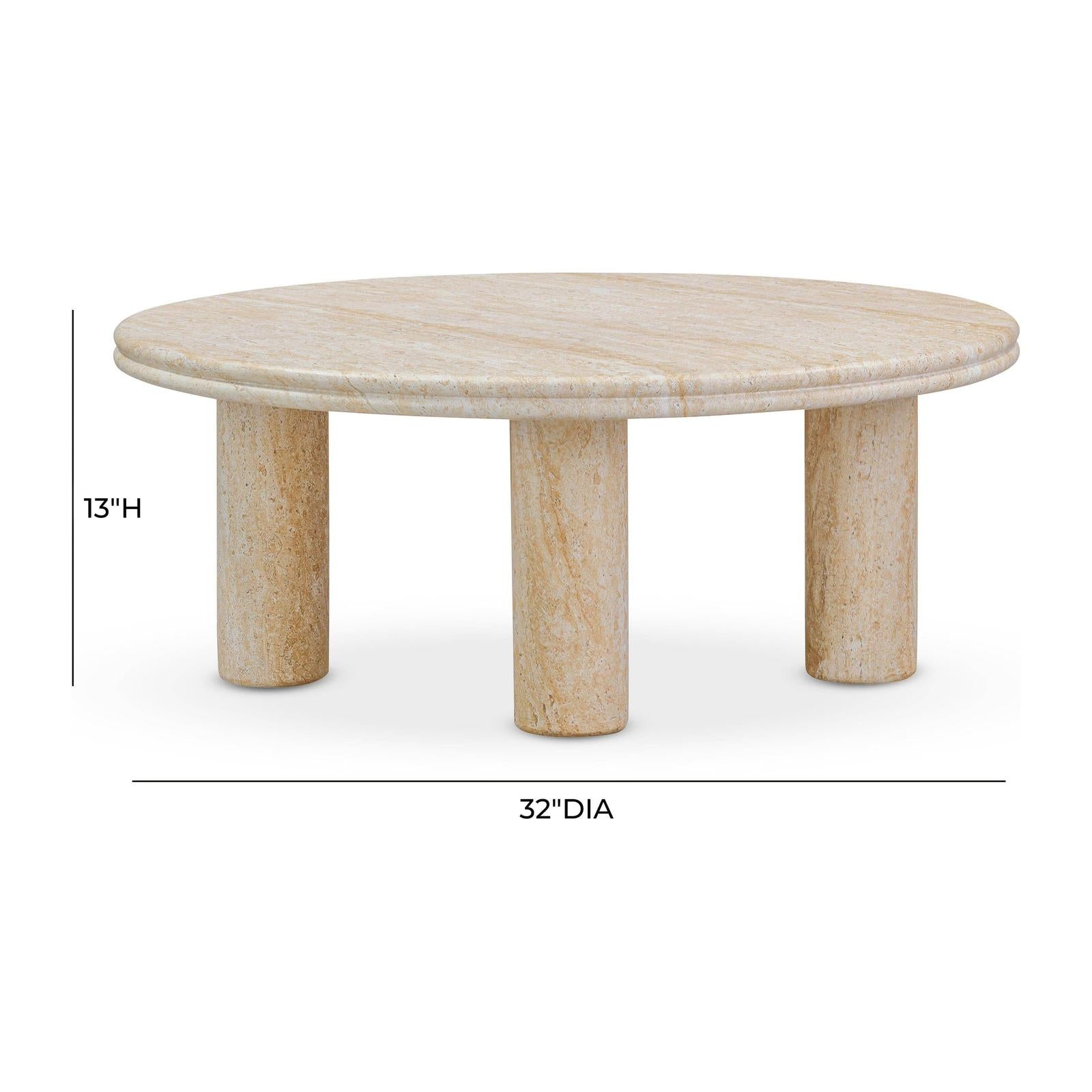 TOV Furniture Amora Faux Travertine Indoor/Outdoor Round Accent Table