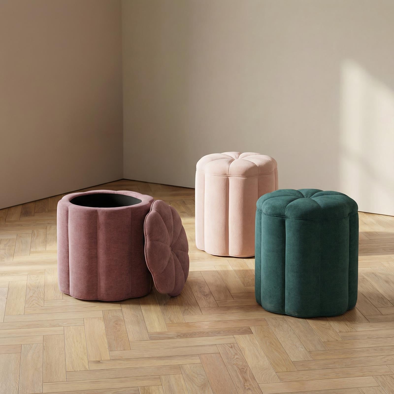 TOV Furniture Fleur Textured Performance Velvet Storage Ottoman