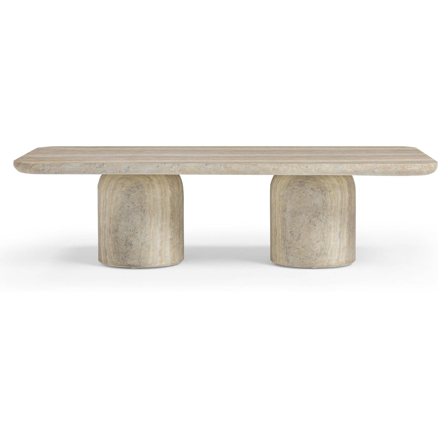 TOV Furniture Tyche Faux Travertine Indoor/Outdoor Concrete Rectangular Coffee Table