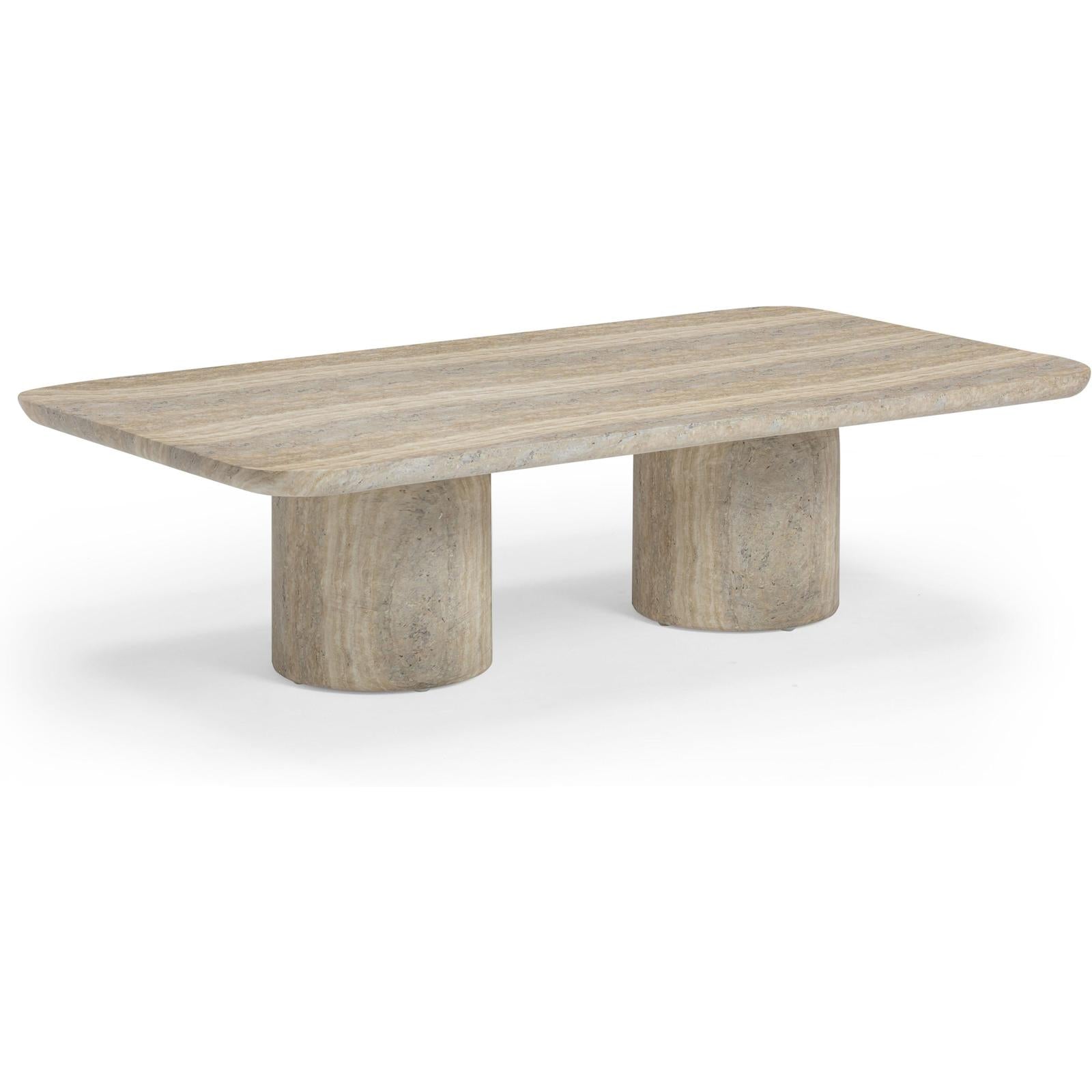 TOV Furniture Tyche Faux Travertine Indoor/Outdoor Concrete Rectangular Coffee Table