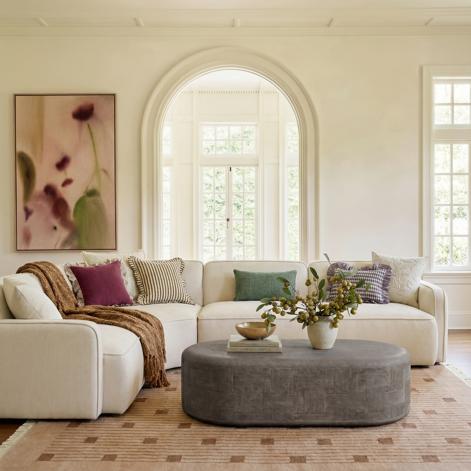 TOV Furniture Suraya Indoor/Outdoor Concrete Rounded Coffee Table