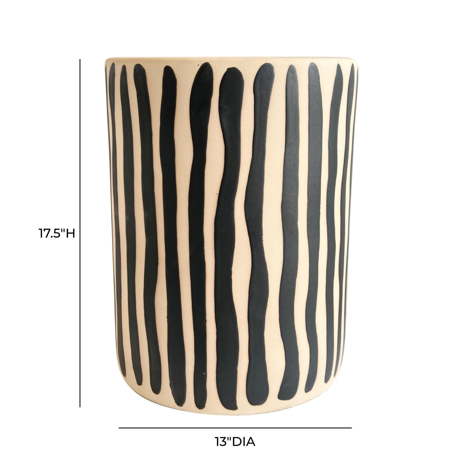 TOV Furniture Tempest Indoor/Outdoor Ceramic Table in Stripes