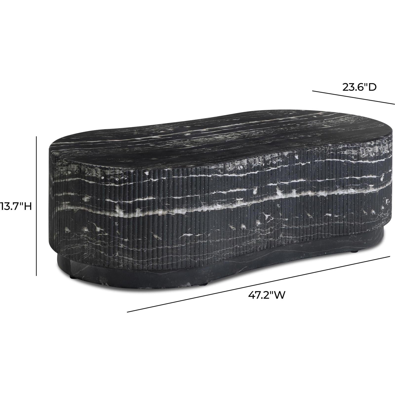 TOV Furniture Hades Black Faux Marble Indoor/Outdoor Concrete Coffee Table