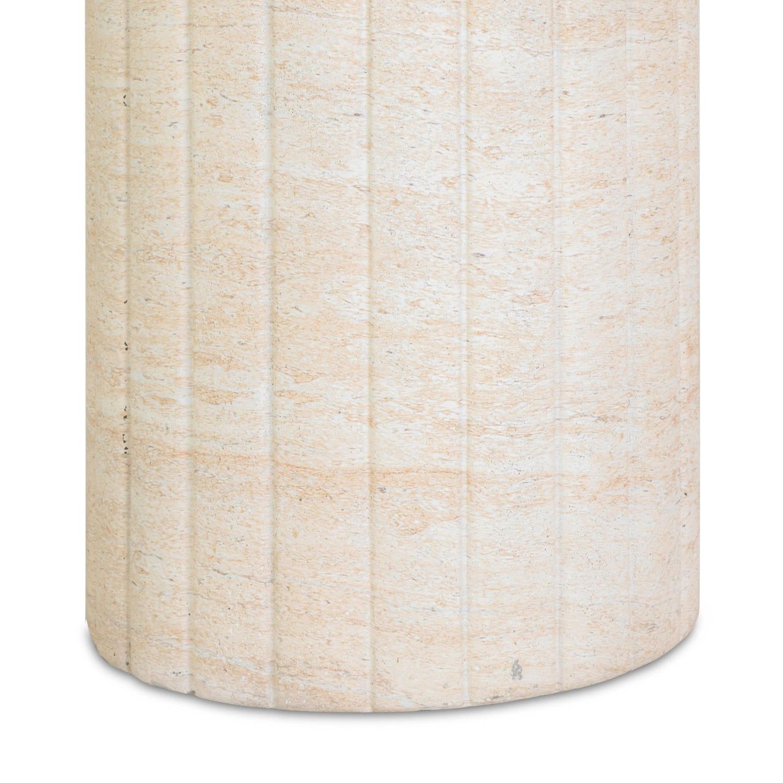 TOV Furniture Blossom Washed Faux Travertine Indoor/Outdoor Concrete Side Table