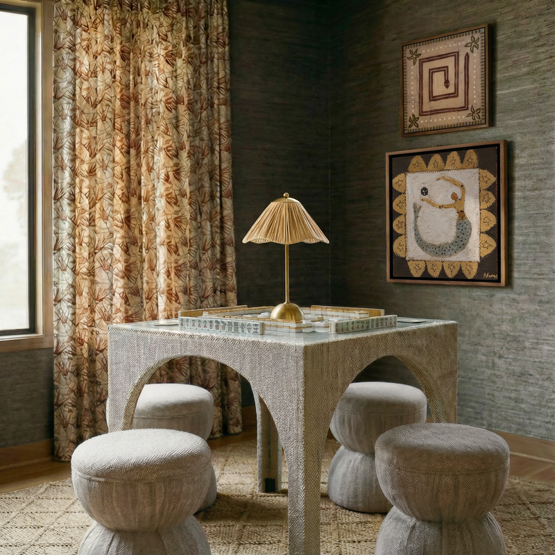 TOV Furniture Tomlin Ruched Performance Fabric Game Ottoman