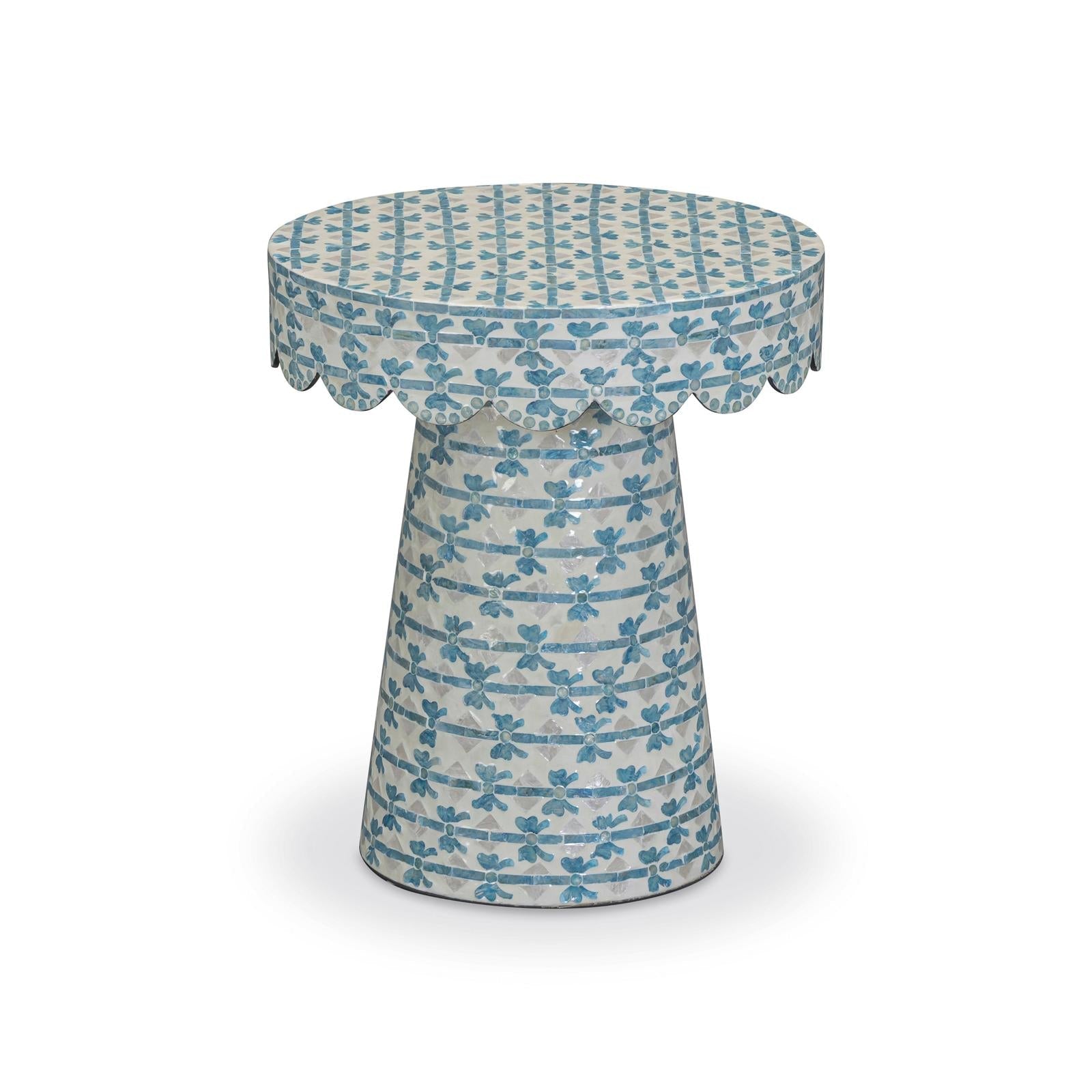 TOV Furniture Lady Blue Ribbon Capiz Shell Round Side Table