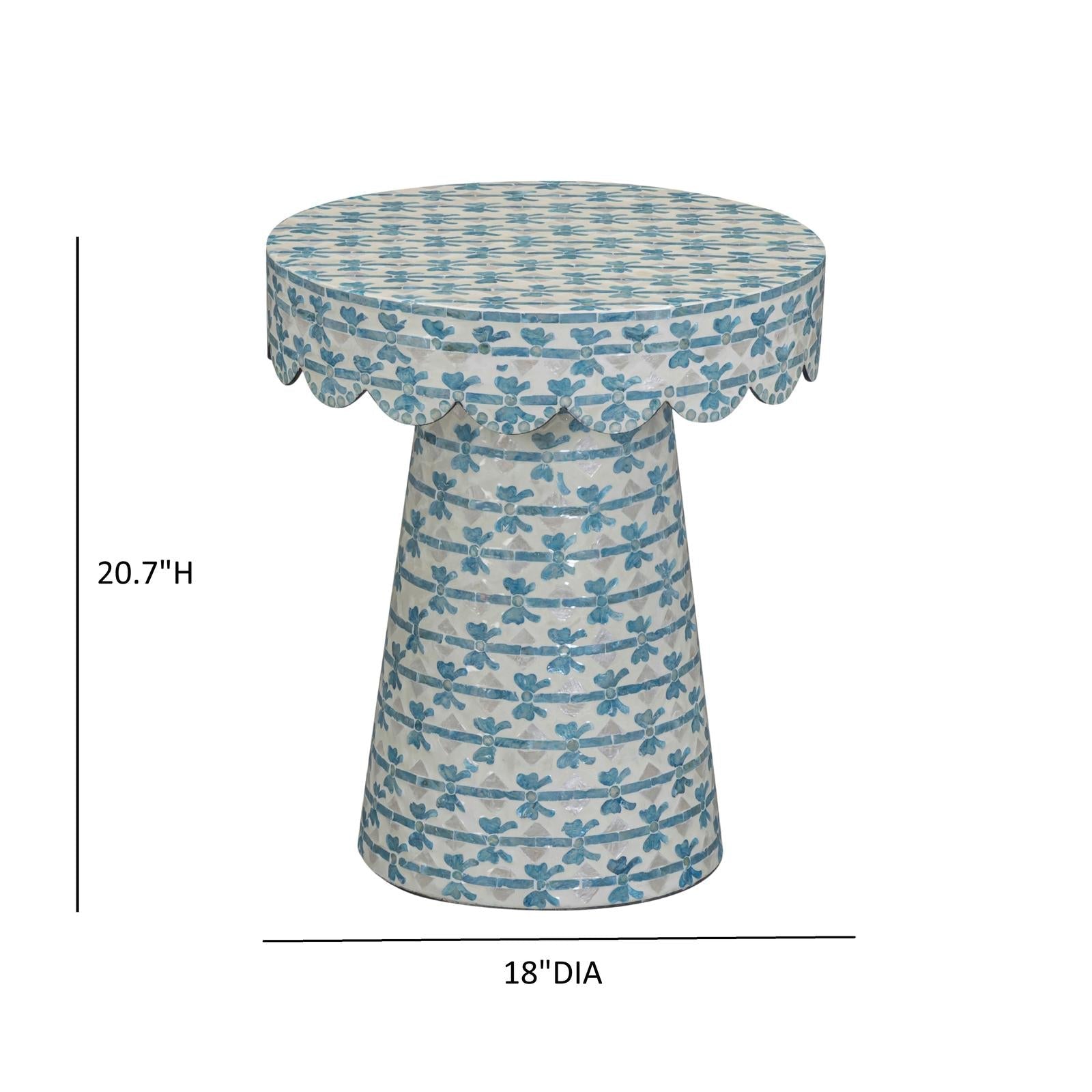 TOV Furniture Lady Blue Ribbon Capiz Shell Round Side Table