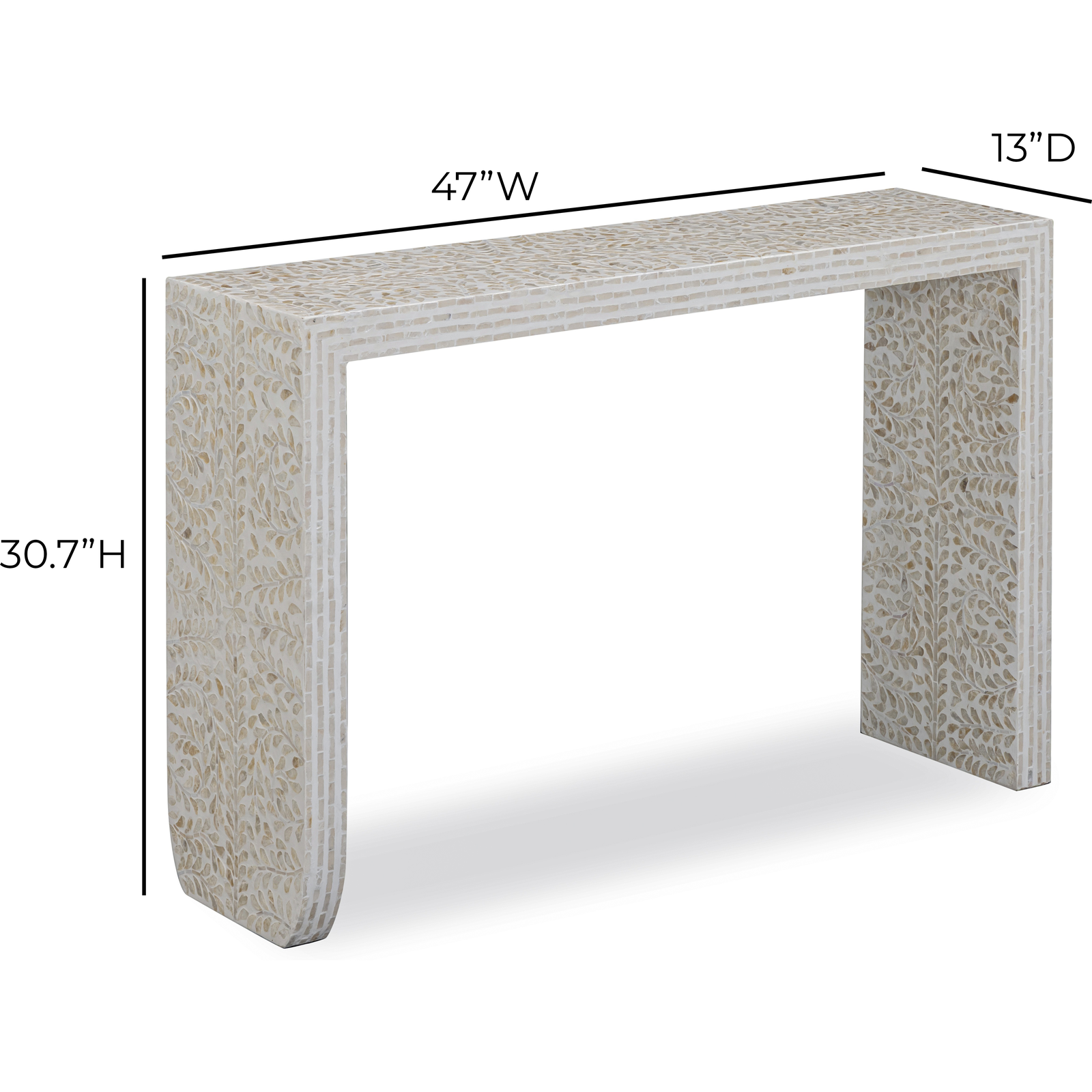 TOV Furniture Cyprus Cream Capiz Shell Console Table