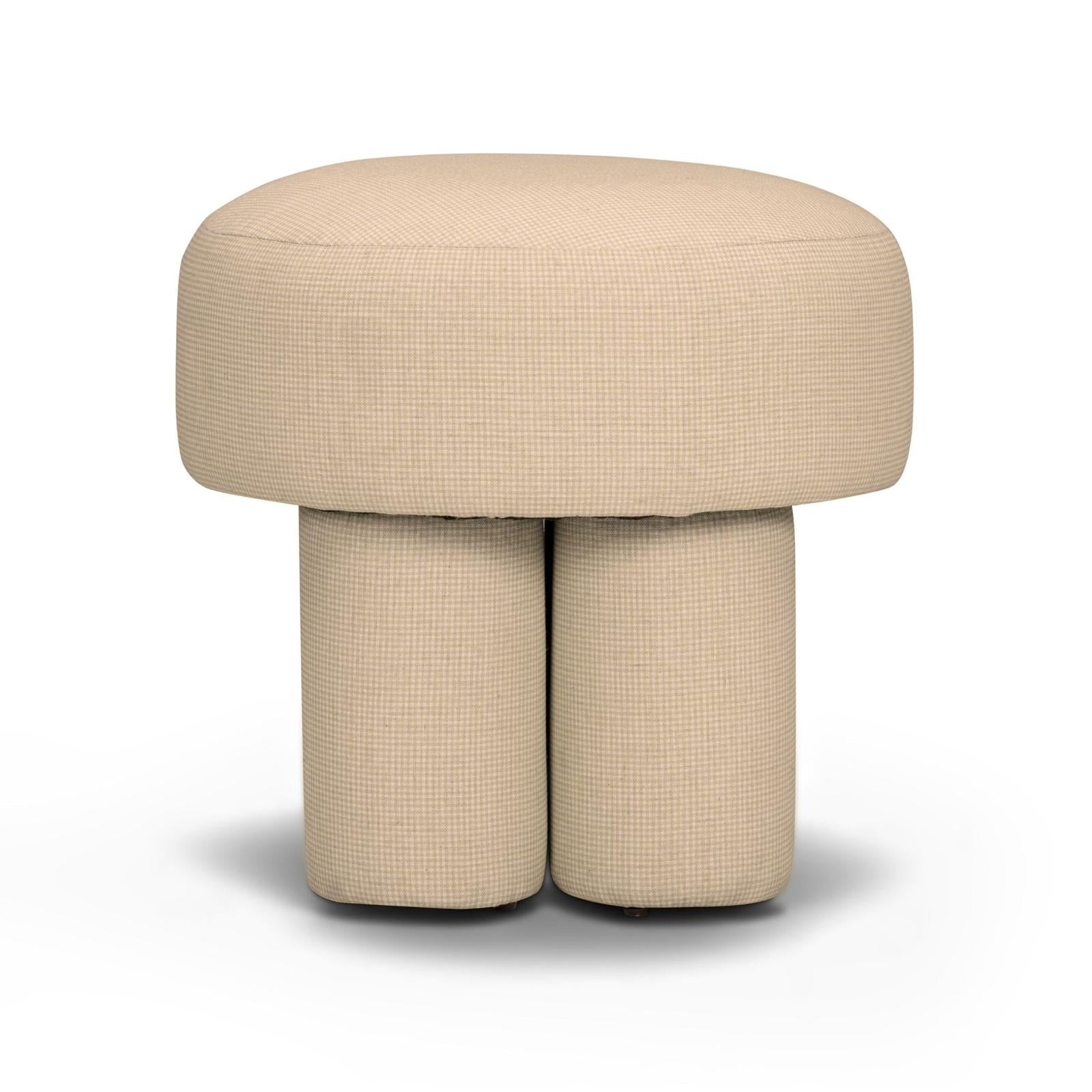 TOV Furniture Masha Yellow Gingham Performance Linen Accent Stool