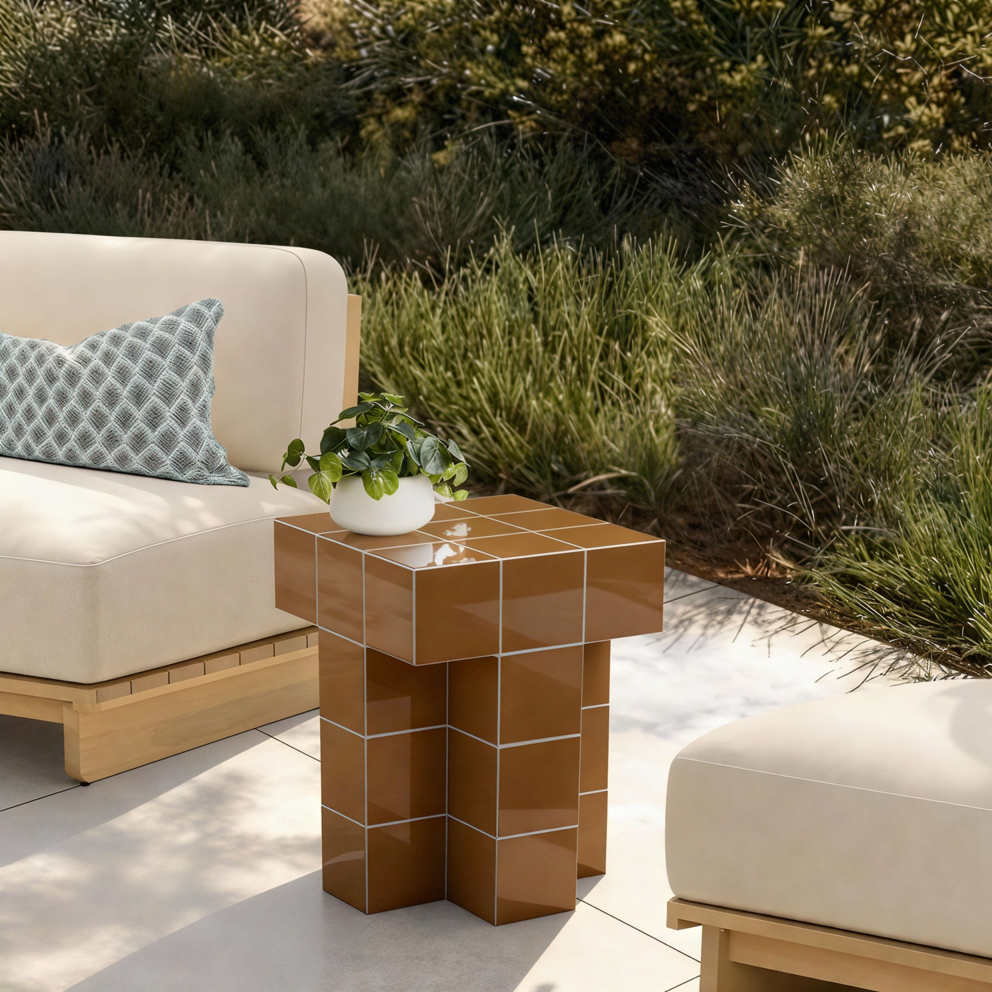 TOV Furniture Alma Tile Concrete Indoor/Outdoor Side Table