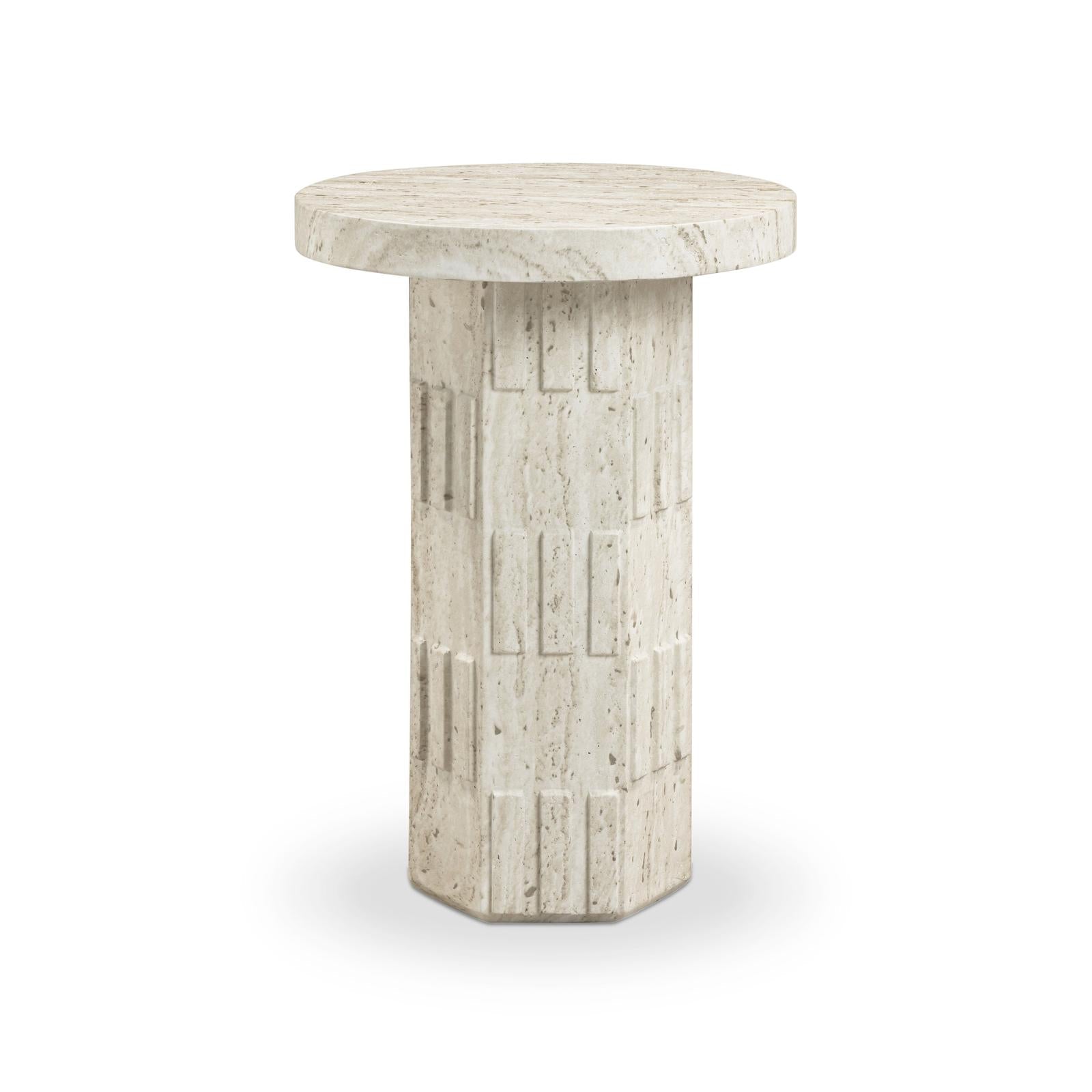 TOV Furniture Asta Faux Travertine Indoor/Outdoor Concrete Side Table