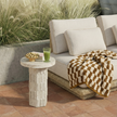TOV Furniture Asta Faux Travertine Indoor/Outdoor Concrete Side Table