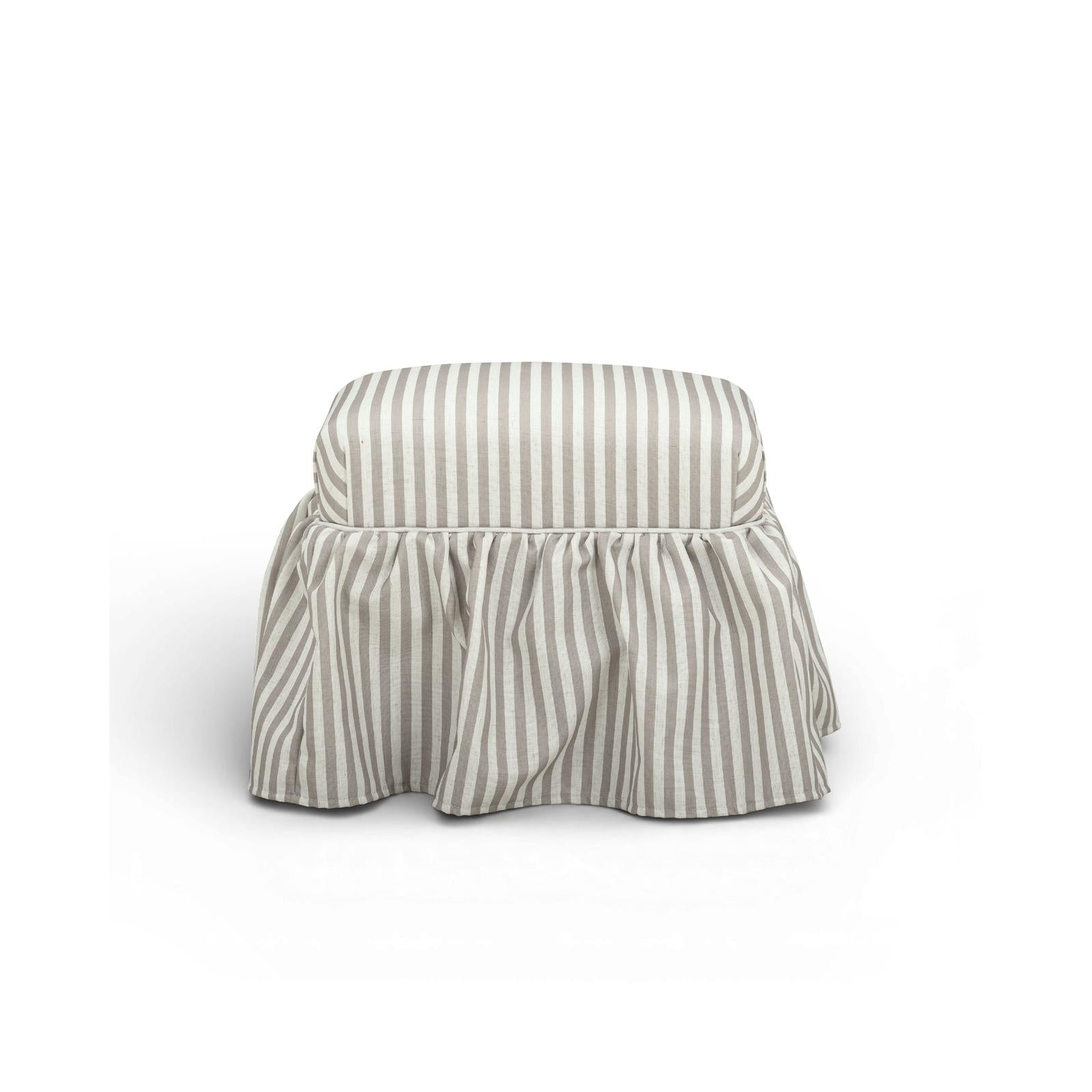 TOV Furniture Gertrude Striped Performance Linen Skirted Ottoman