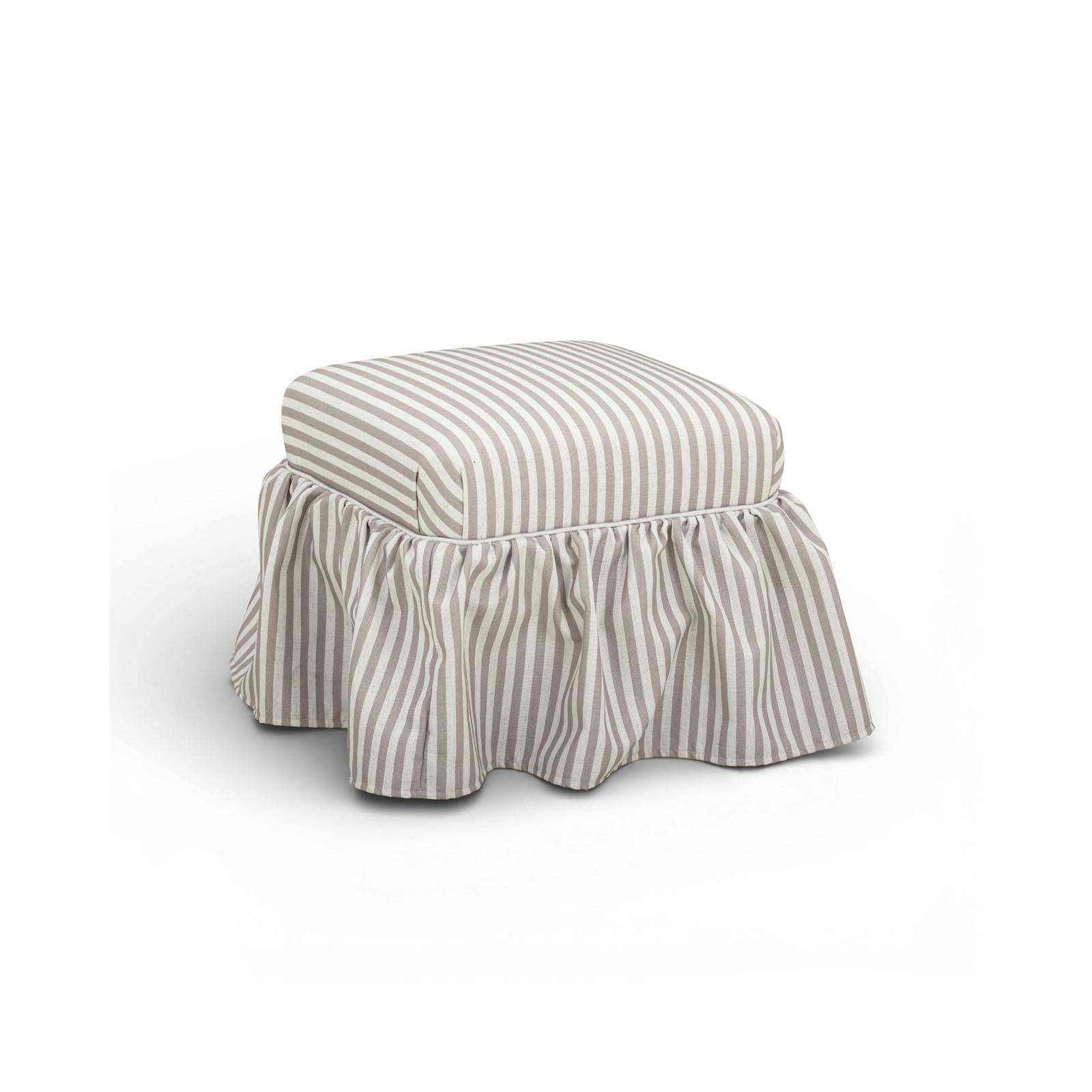 TOV Furniture Gertrude Striped Performance Linen Skirted Ottoman