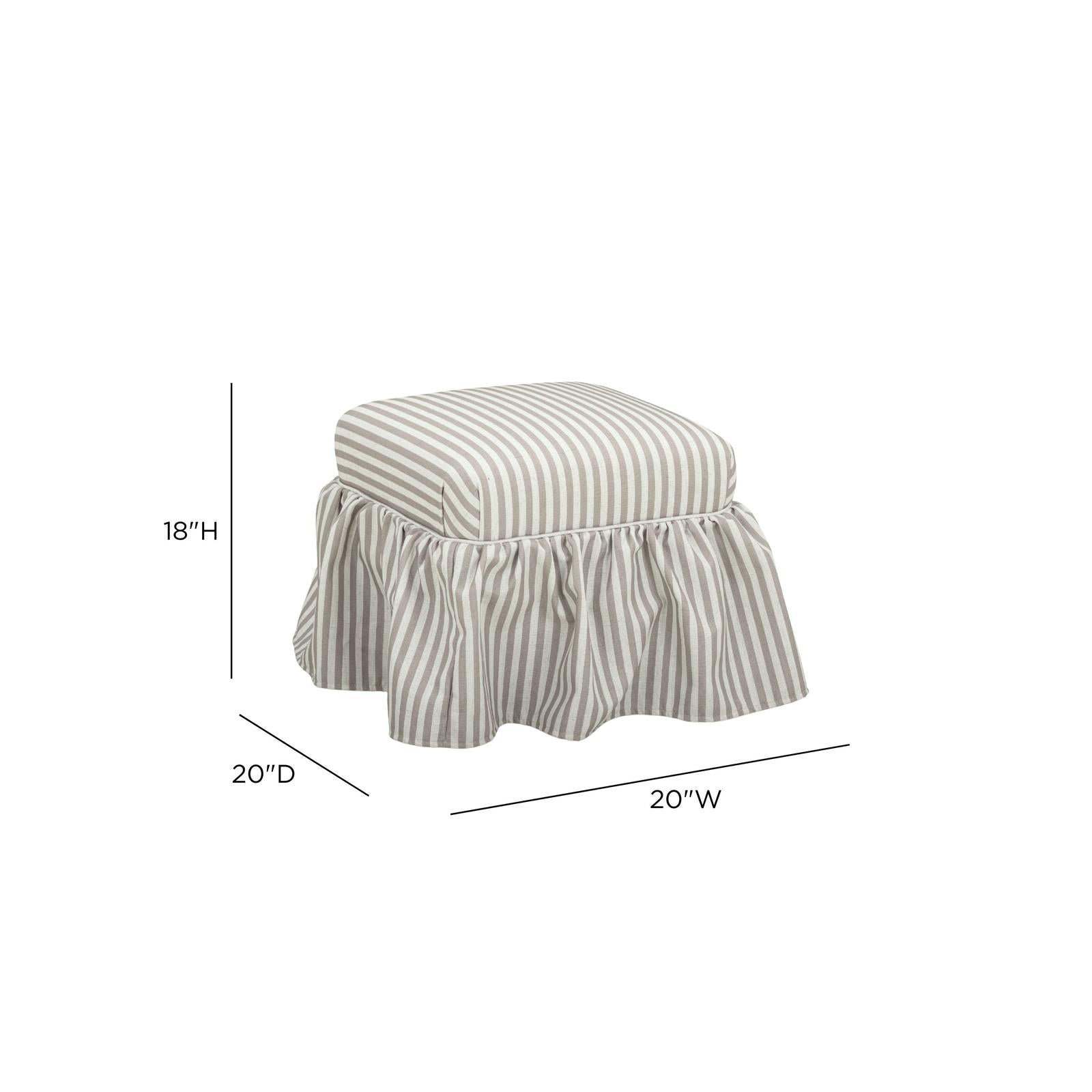 TOV Furniture Gertrude Striped Performance Linen Skirted Ottoman