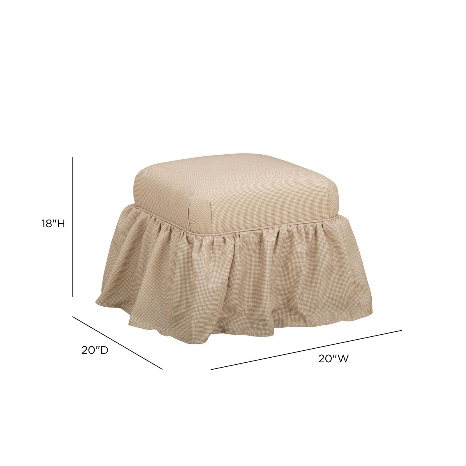 TOV Furniture Gertrude Yellow Gingham Performance Linen Skirted Ottoman
