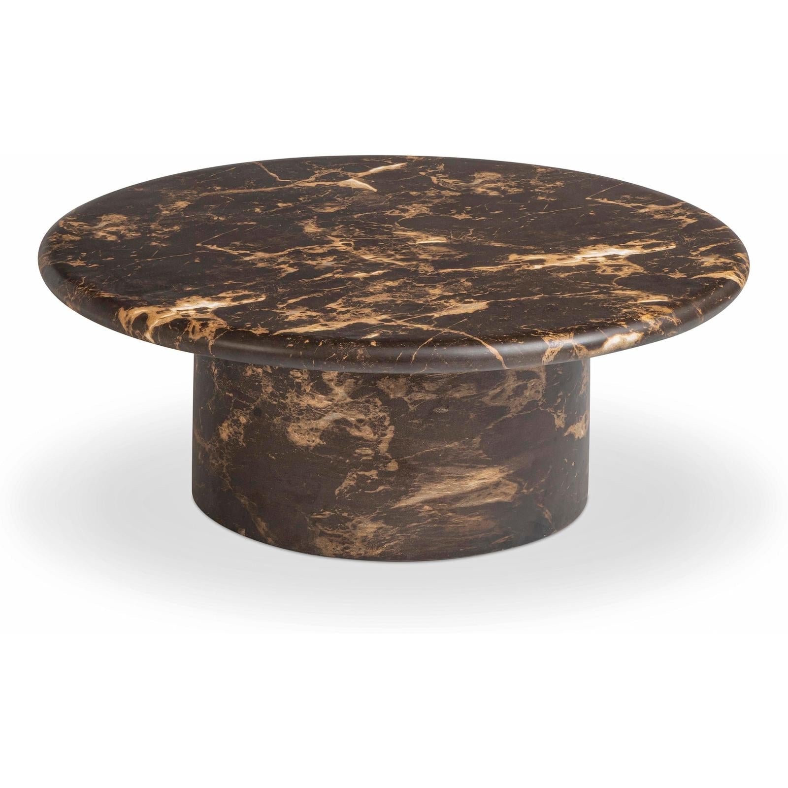 TOV Furniture Byron Dark Brown Faux Marble Indoor/Outdoor Concrete Round Coffee Table
