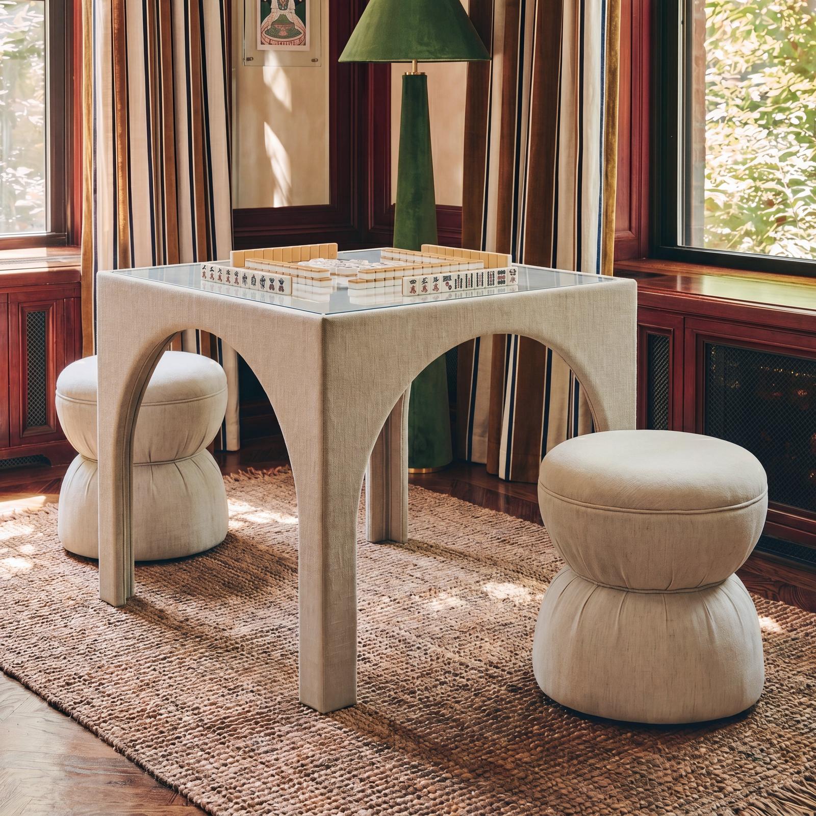 TOV Furniture Tomlin Ruched Performance Fabric Game Ottoman