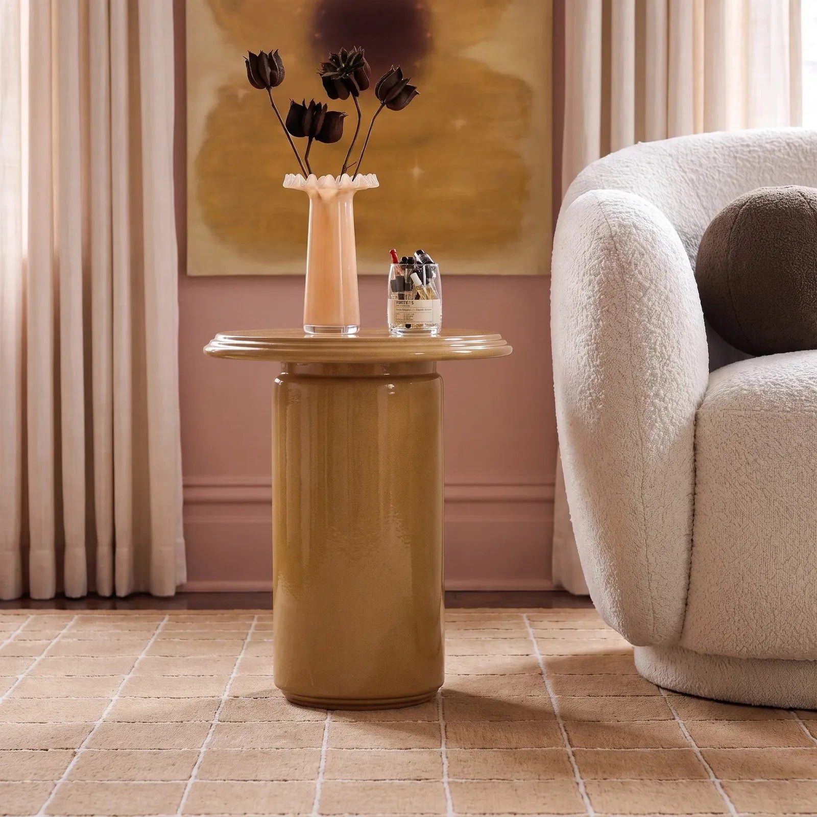 TOV Furniture Tate Turmeric Concrete Indoor/Outdoor Side Table