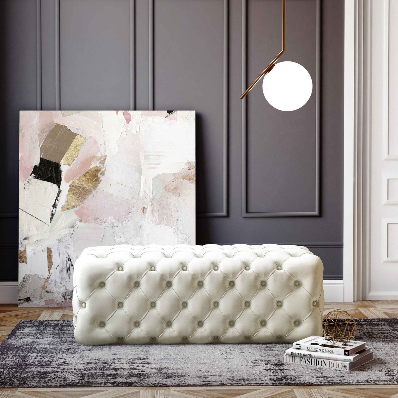 TOV Furniture Kaylee Jumbo Velvet Ottoman