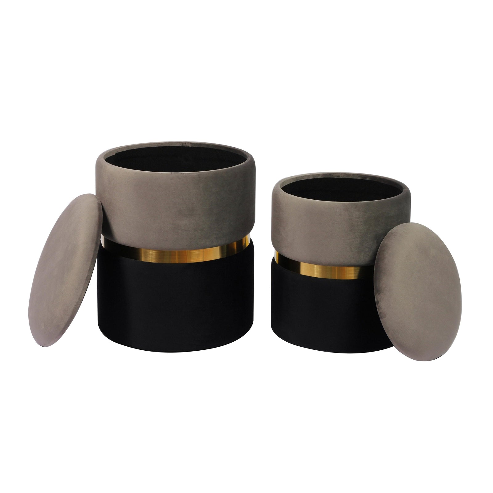 TOV Furniture Gigi Grey Velvet Storage Ottomans - Set of 2