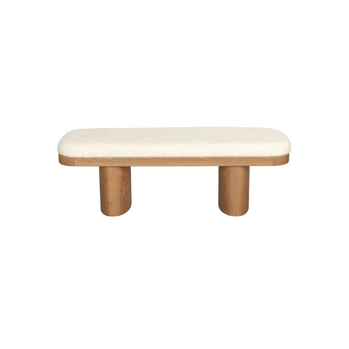 TOV Furniture Ollie White Boucle Wooden Bench
