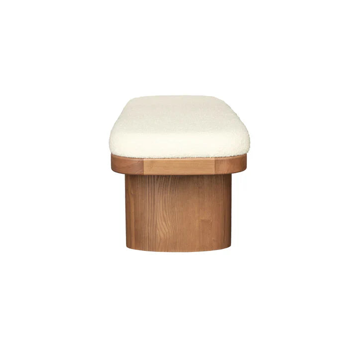 TOV Furniture Ollie White Boucle Wooden Bench