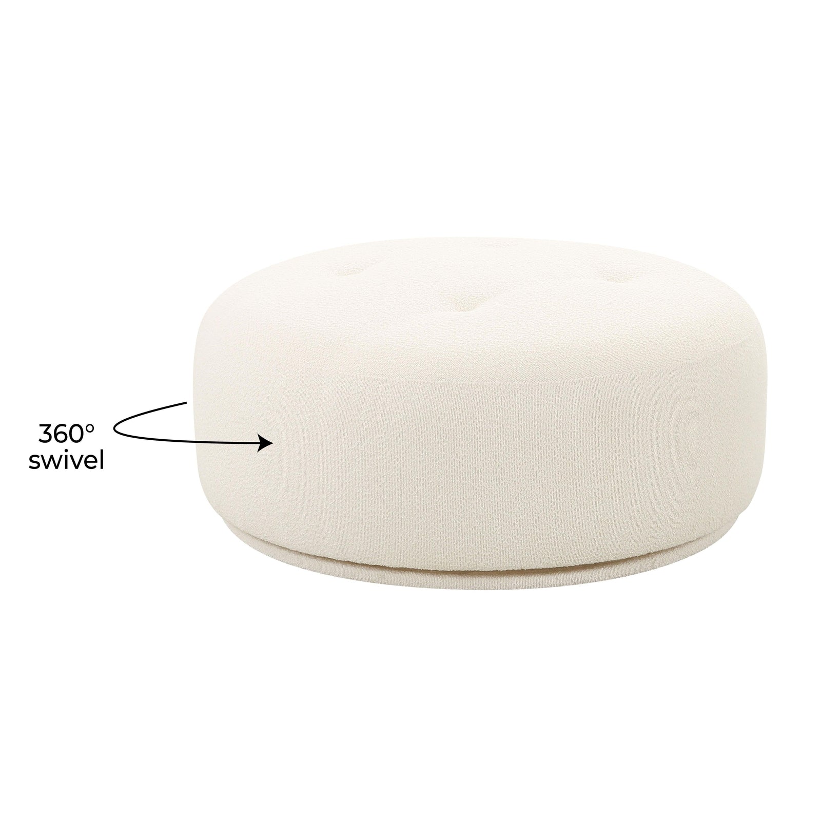TOV Furniture Fickle Cream Boucle Swivel Ottoman