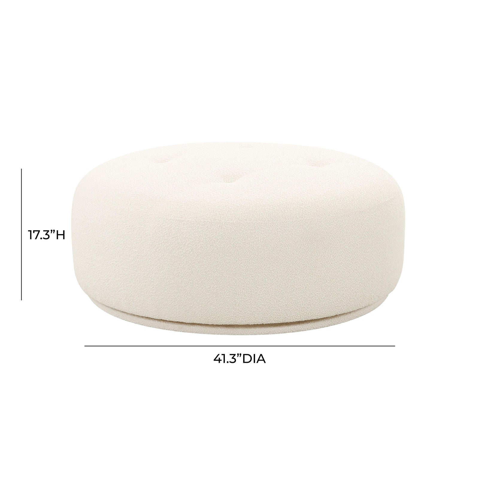 TOV Furniture Fickle Cream Boucle Swivel Ottoman