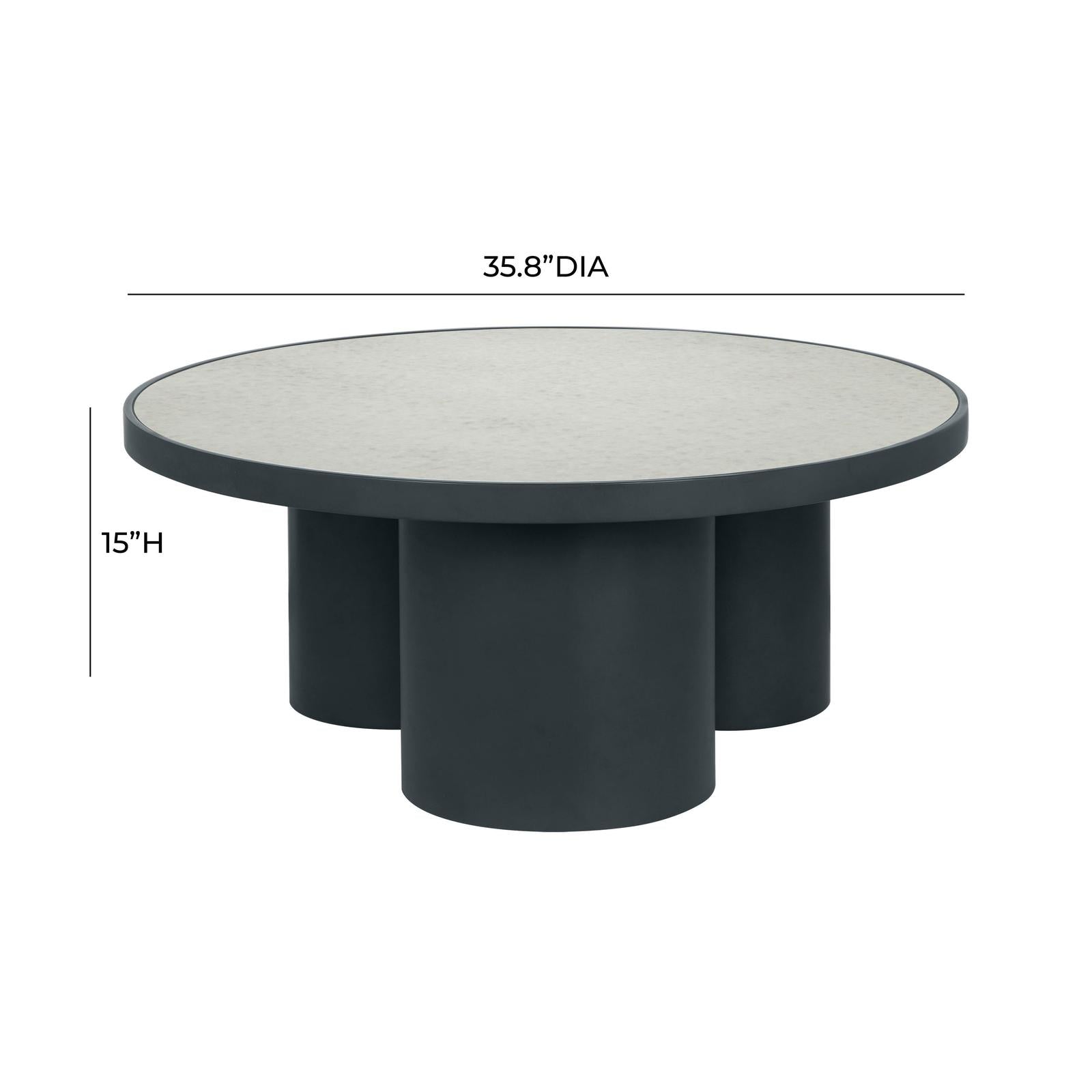 TOV Furniture Nautilus Antique Silver Mirrored Coffee Table
