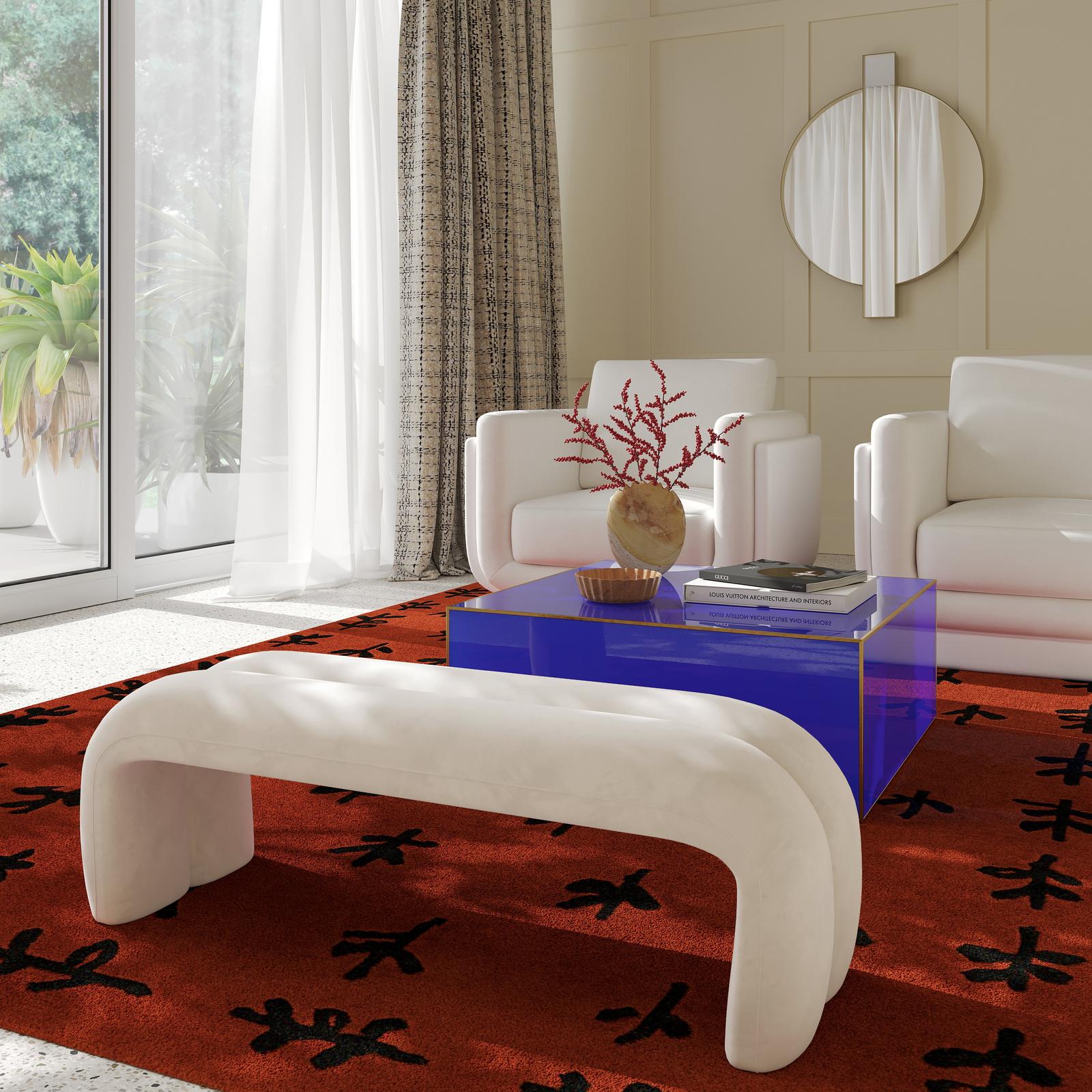 TOV Furniture Leigh Velvet Channeled Bench