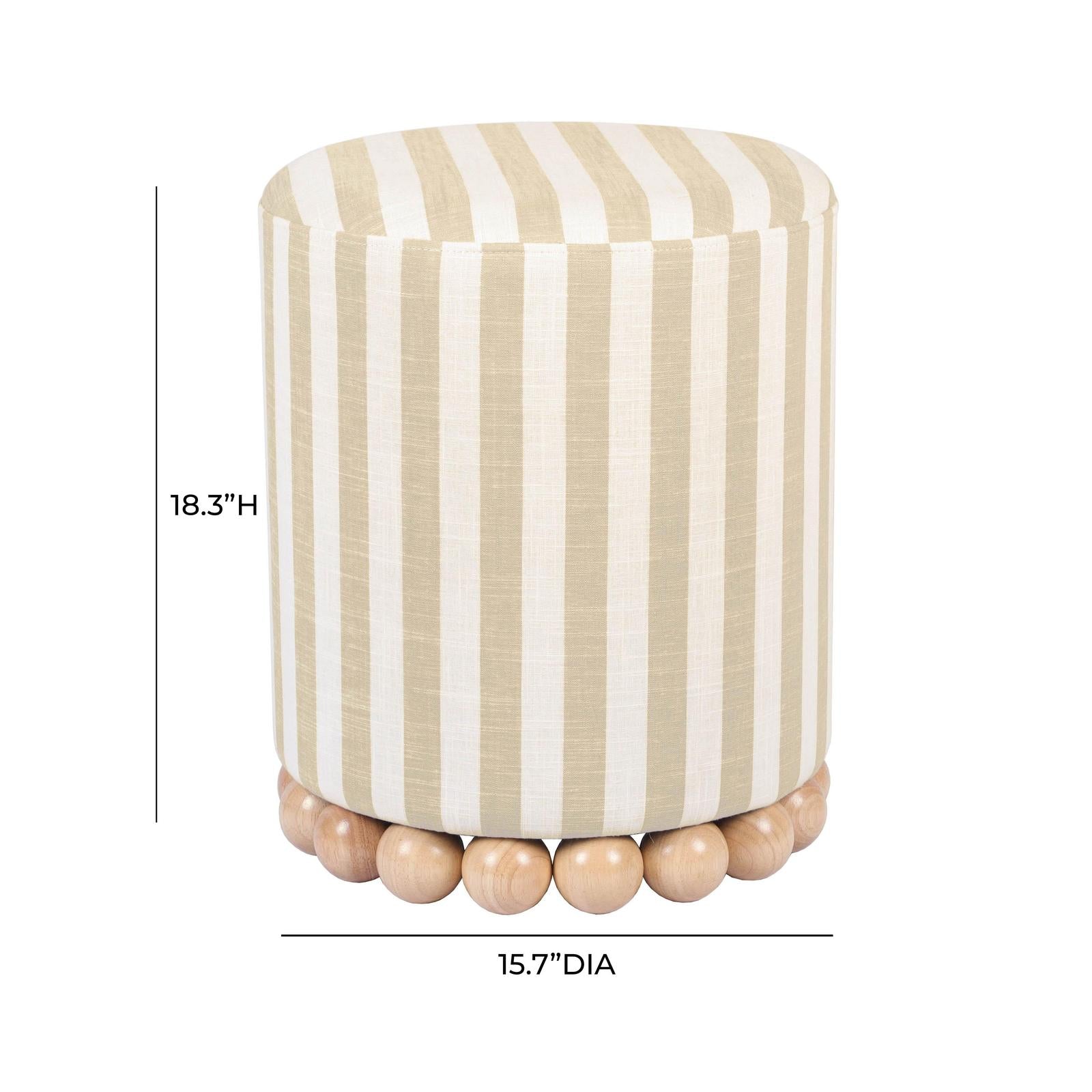 TOV Furniture Dex Striped Linen Ottoman